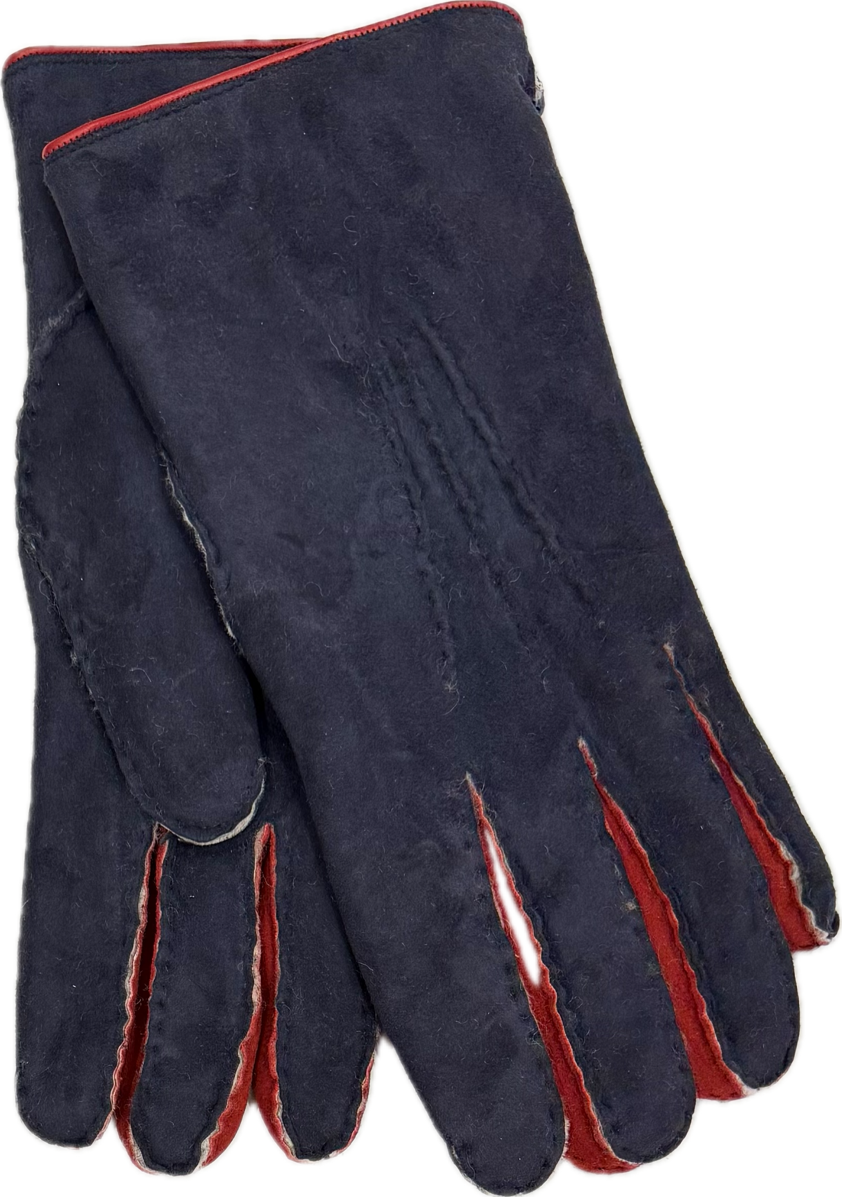 Guanto scamosciato lambskins blu rosso Monsieur