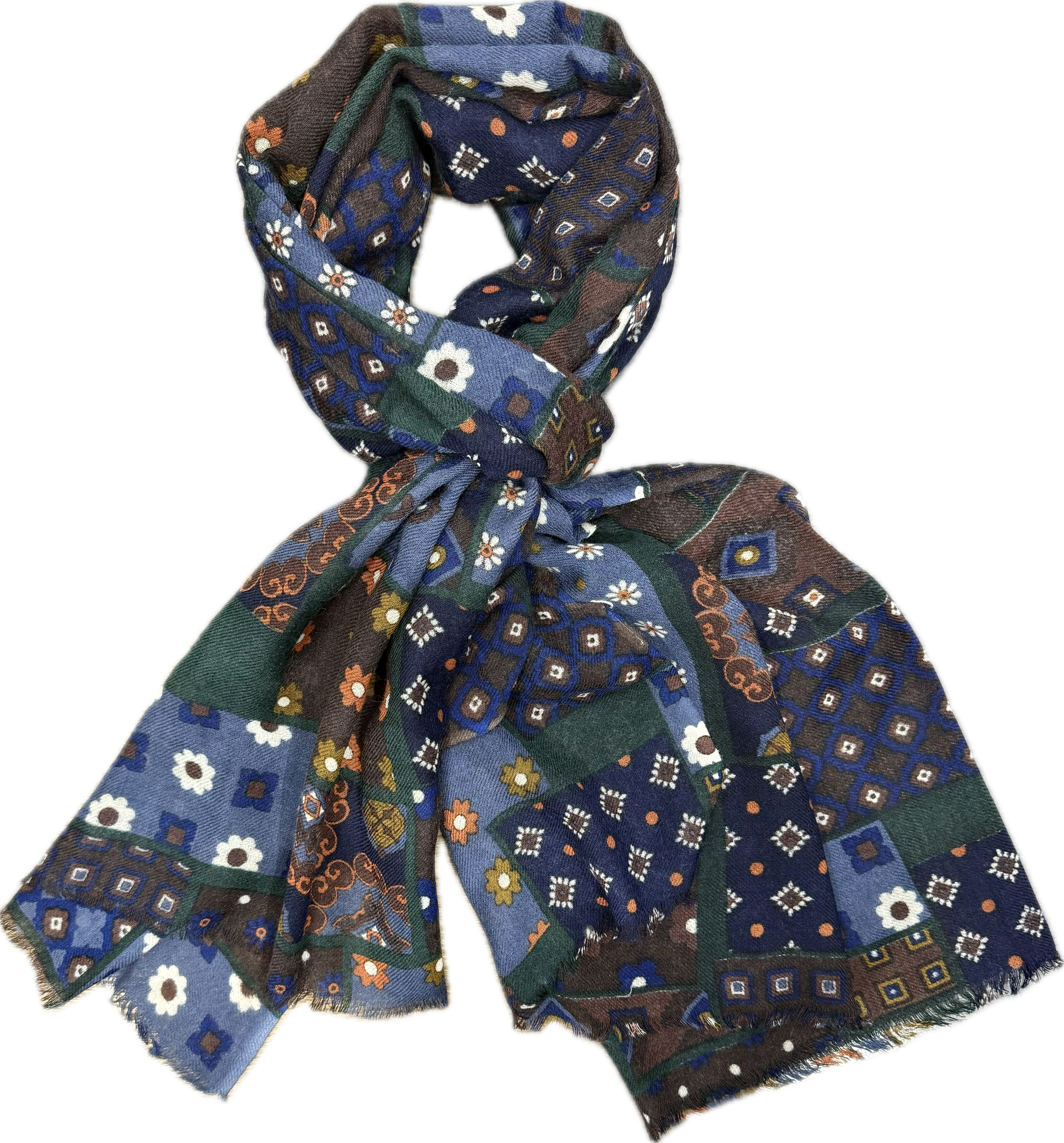 Sciarpa lana fantasia patchwork multicolor Monsieur