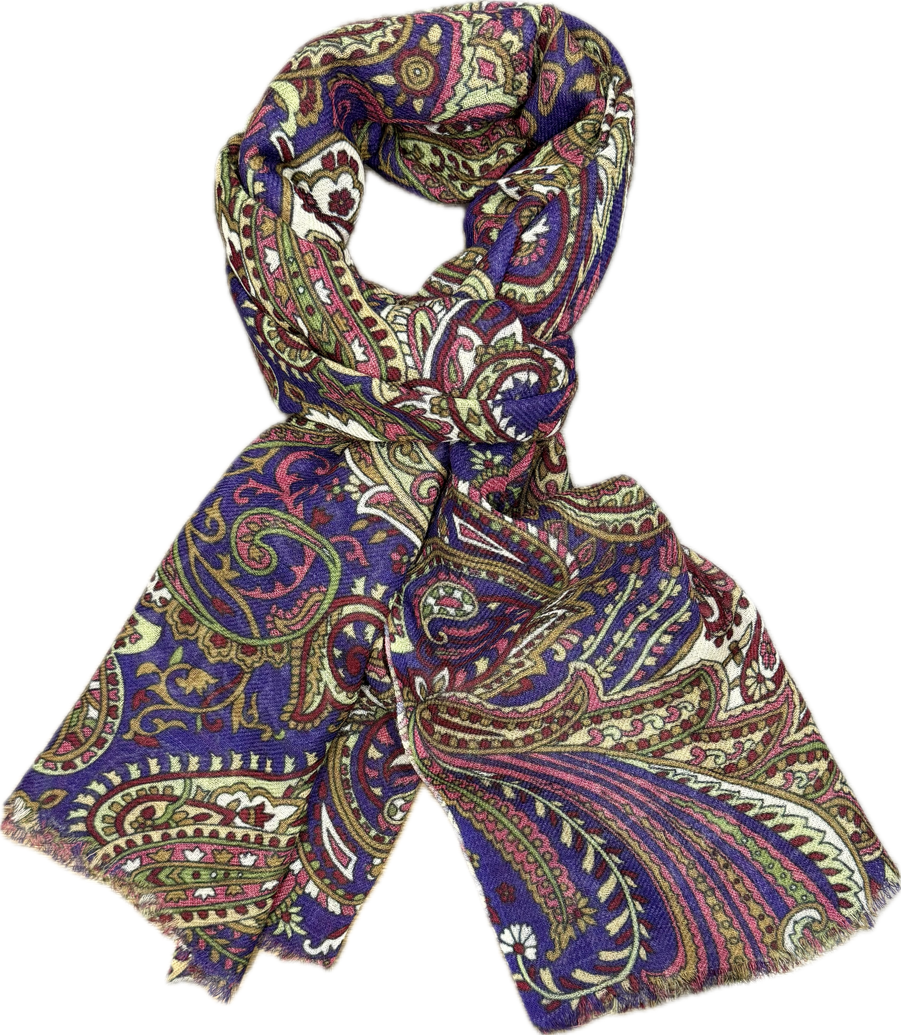 Sciarpa lana fantasia big paisley viola Monsieur