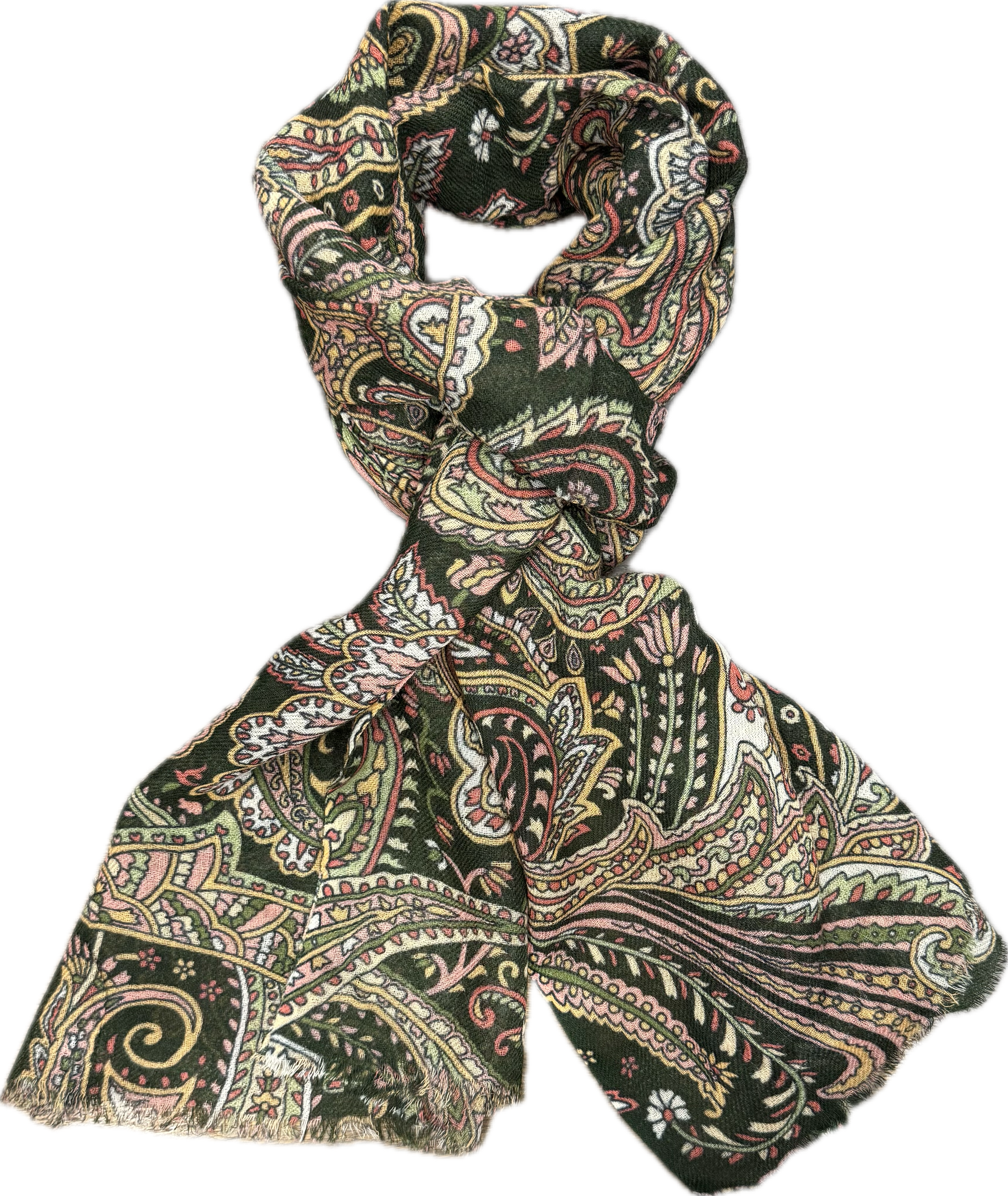 Sciarpa lana fantasia big paisley verde Monsieur