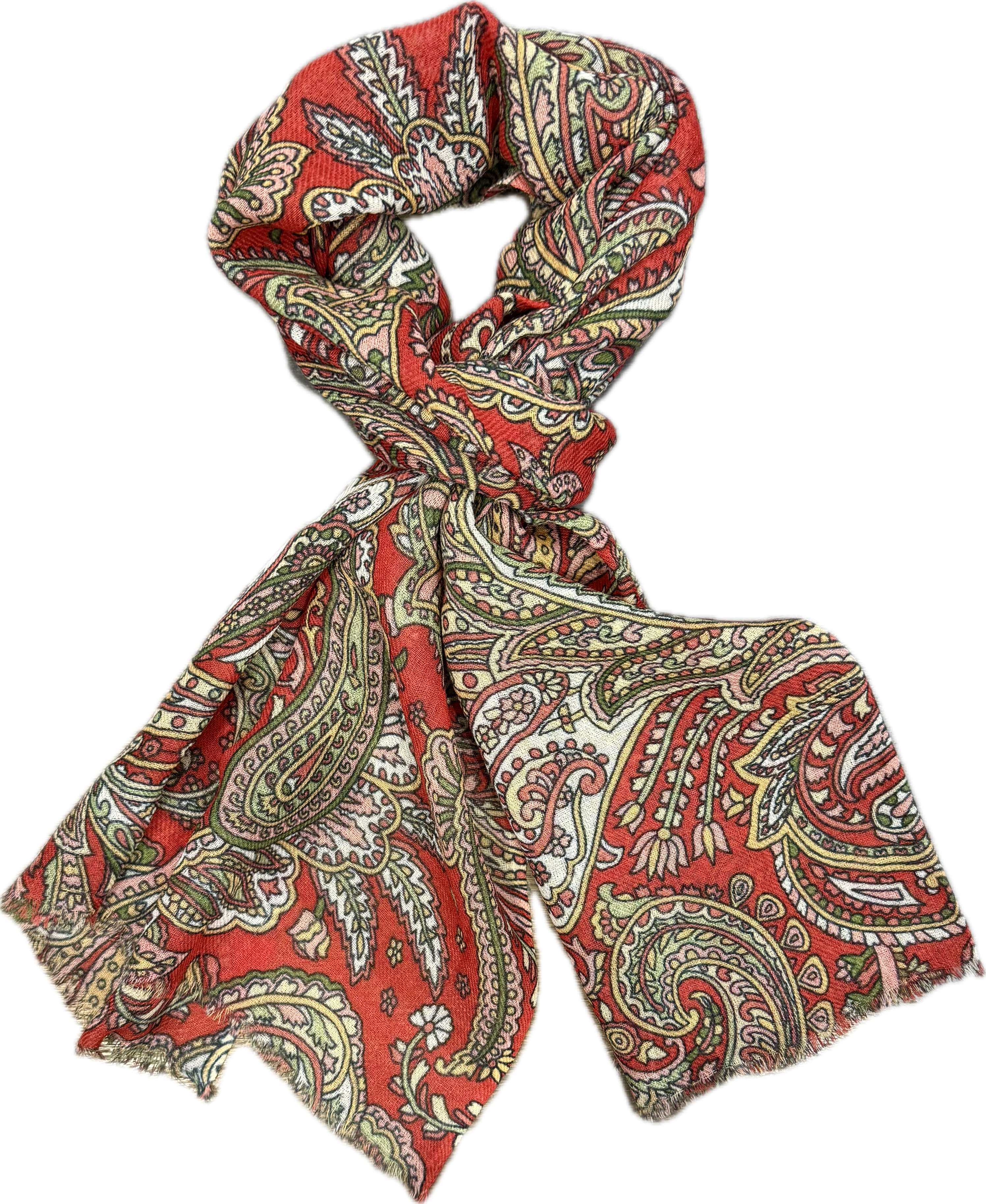 Sciarpa lana fantasia big paisley rossa Monsieur