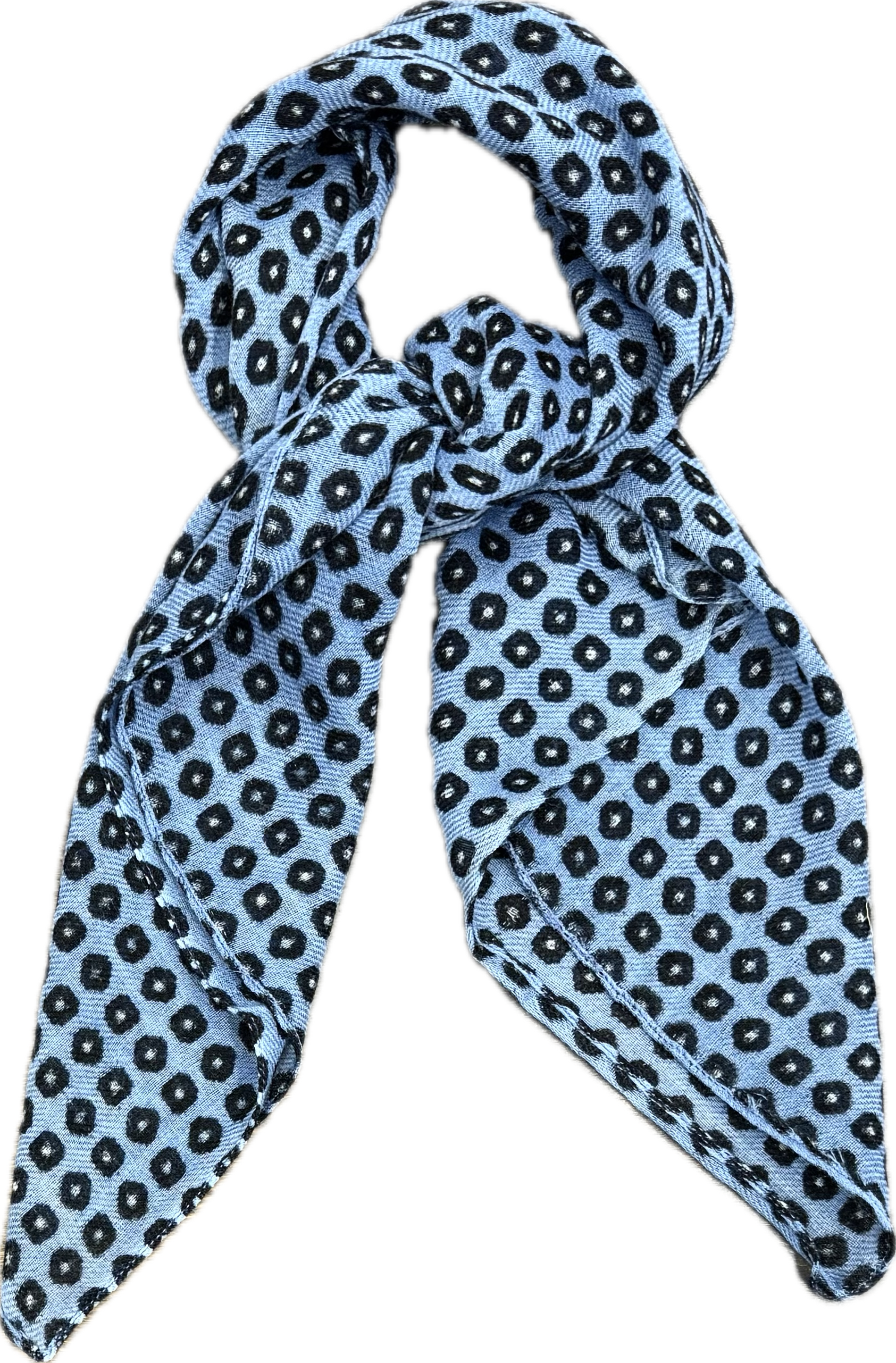 Sciarpa bandana lana fantasia micro fiore celeste Monsieur