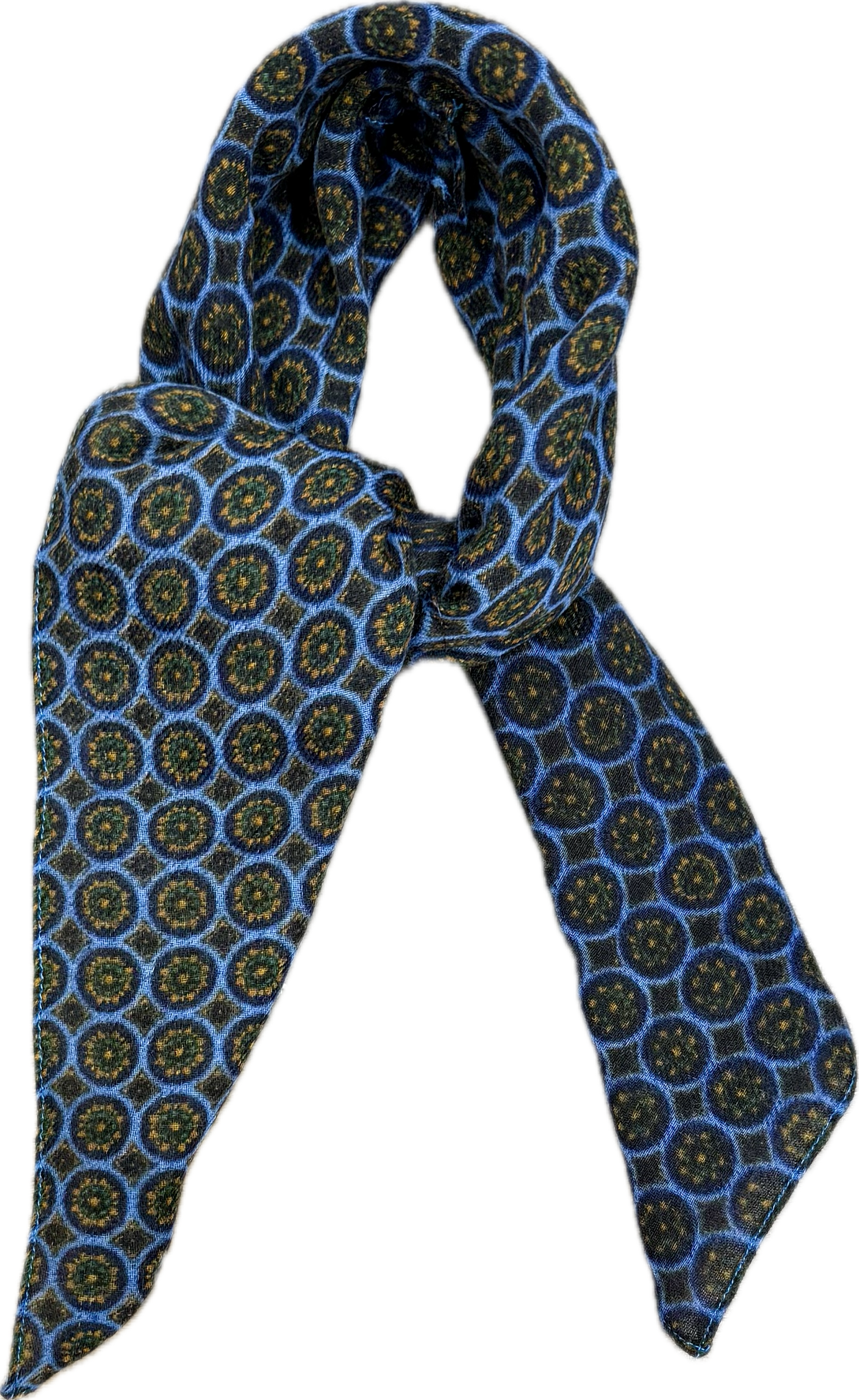 Sciarpa bandana lana fantasia micro medaglioni blu Monsieur