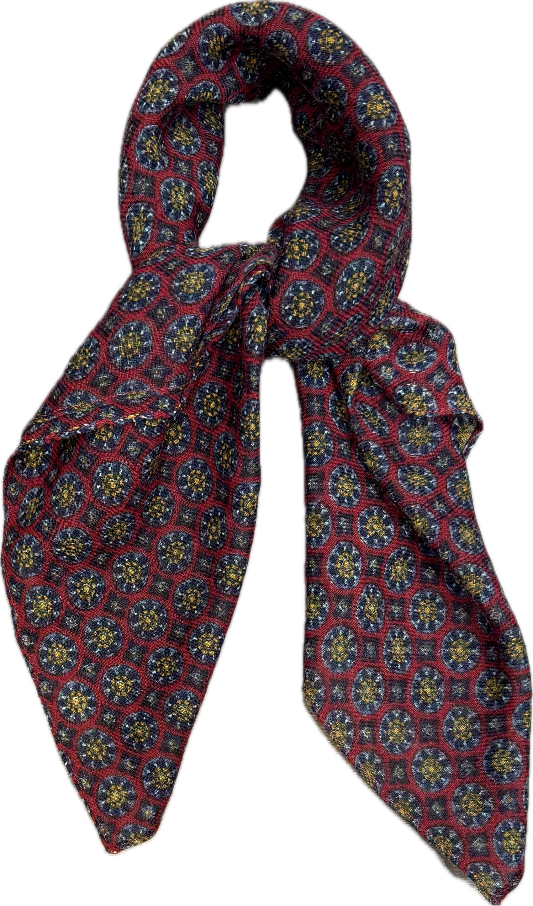 Sciarpa bandana lana fantasia micro medaglioni bordeaux Monsieur