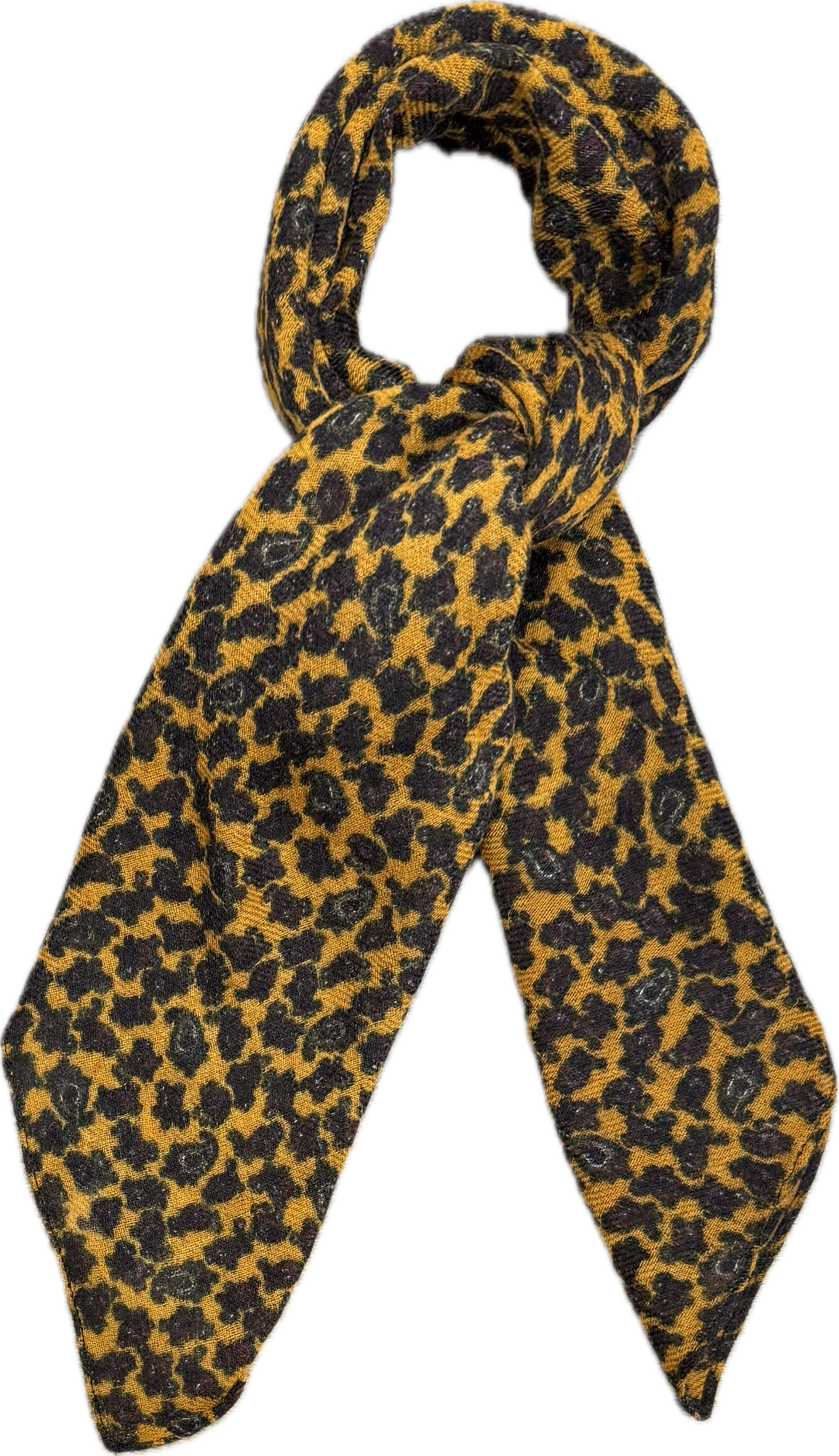 Sciarpa bandana lana fantasia mini paisley ocra Monsieur