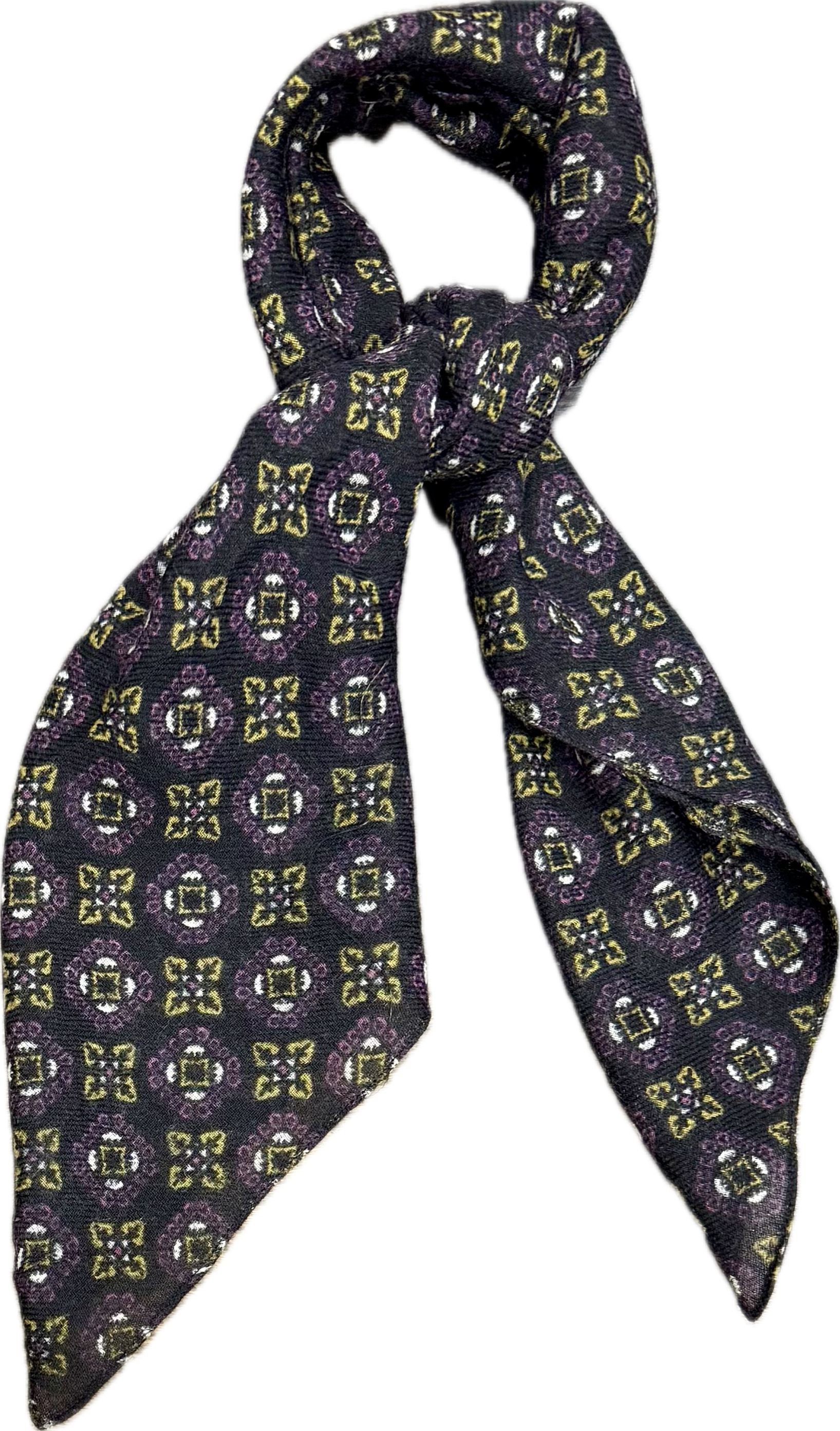 Sciarpa bandana lana fantasia medaglioni nero Monsieur