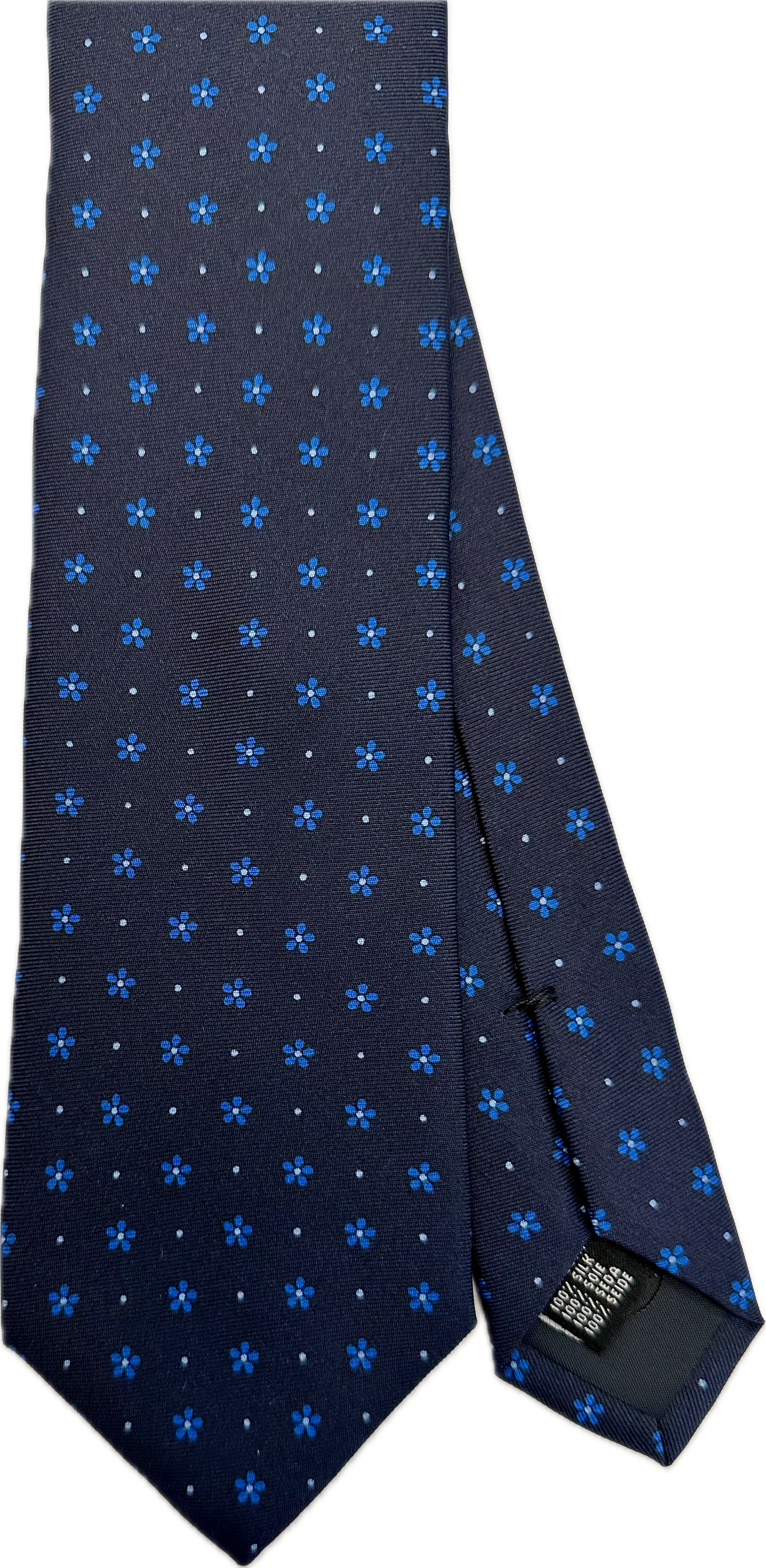 Cravatta seta fiorellino blu cobalto Monsieur