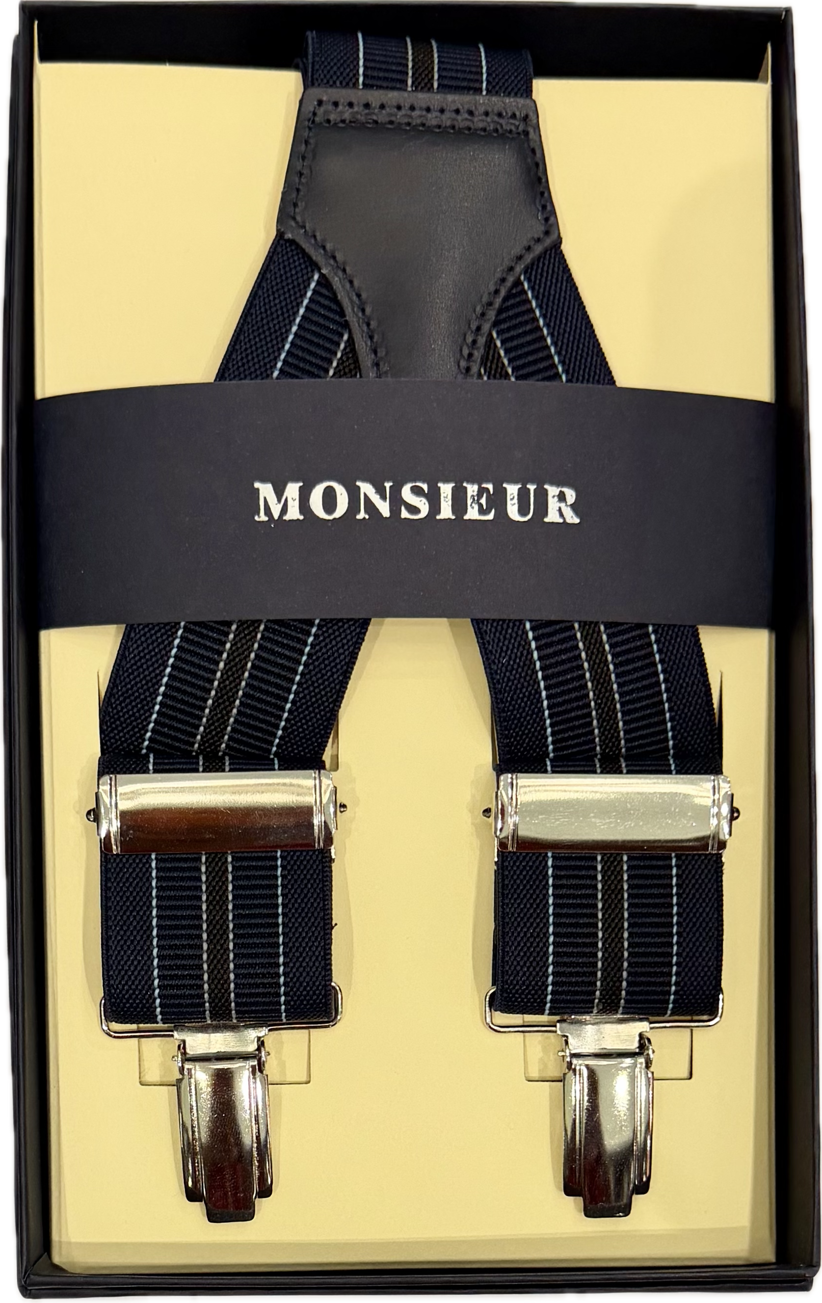 Bretelle elastico clip regimental navy avio Monsieur
