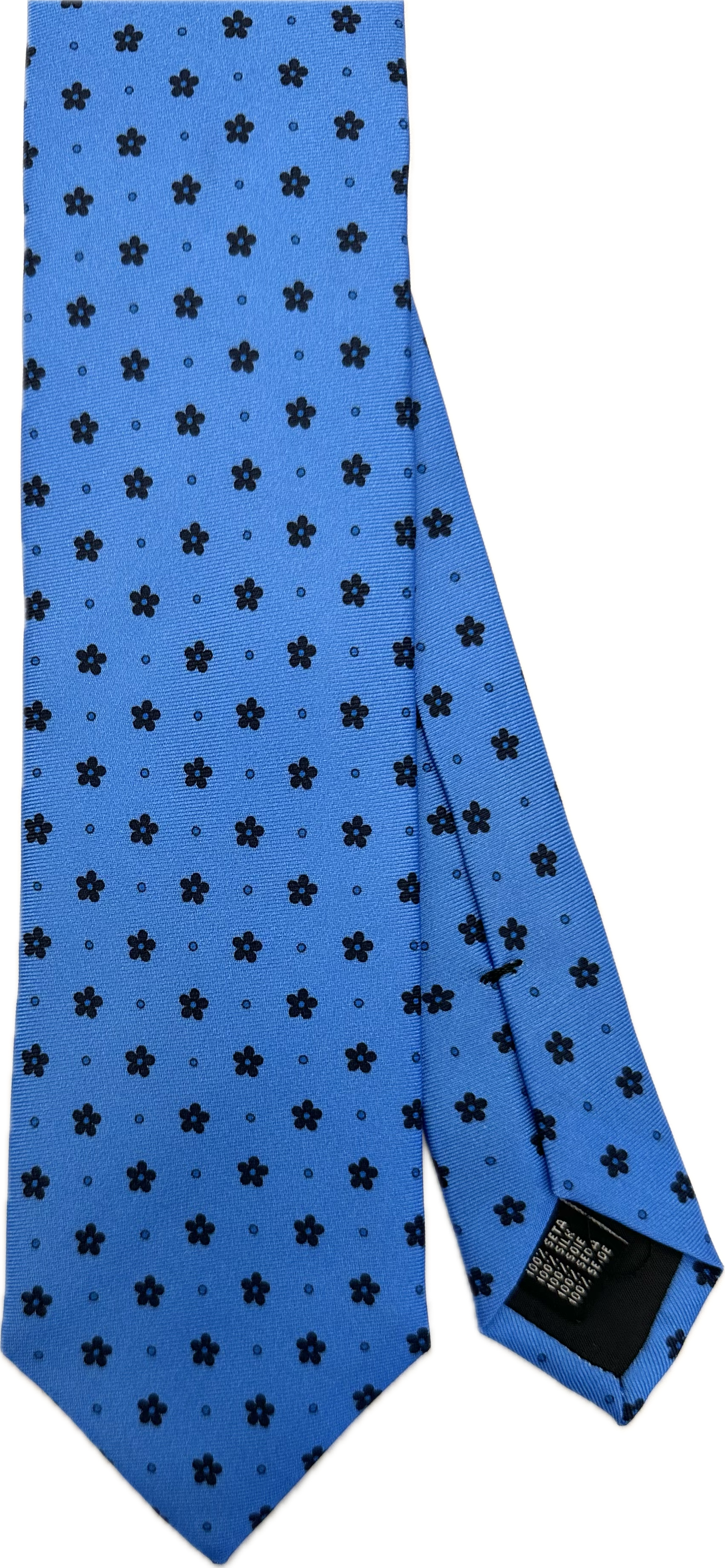 Cravatta seta fiorellino blu chiaro  Monsieur