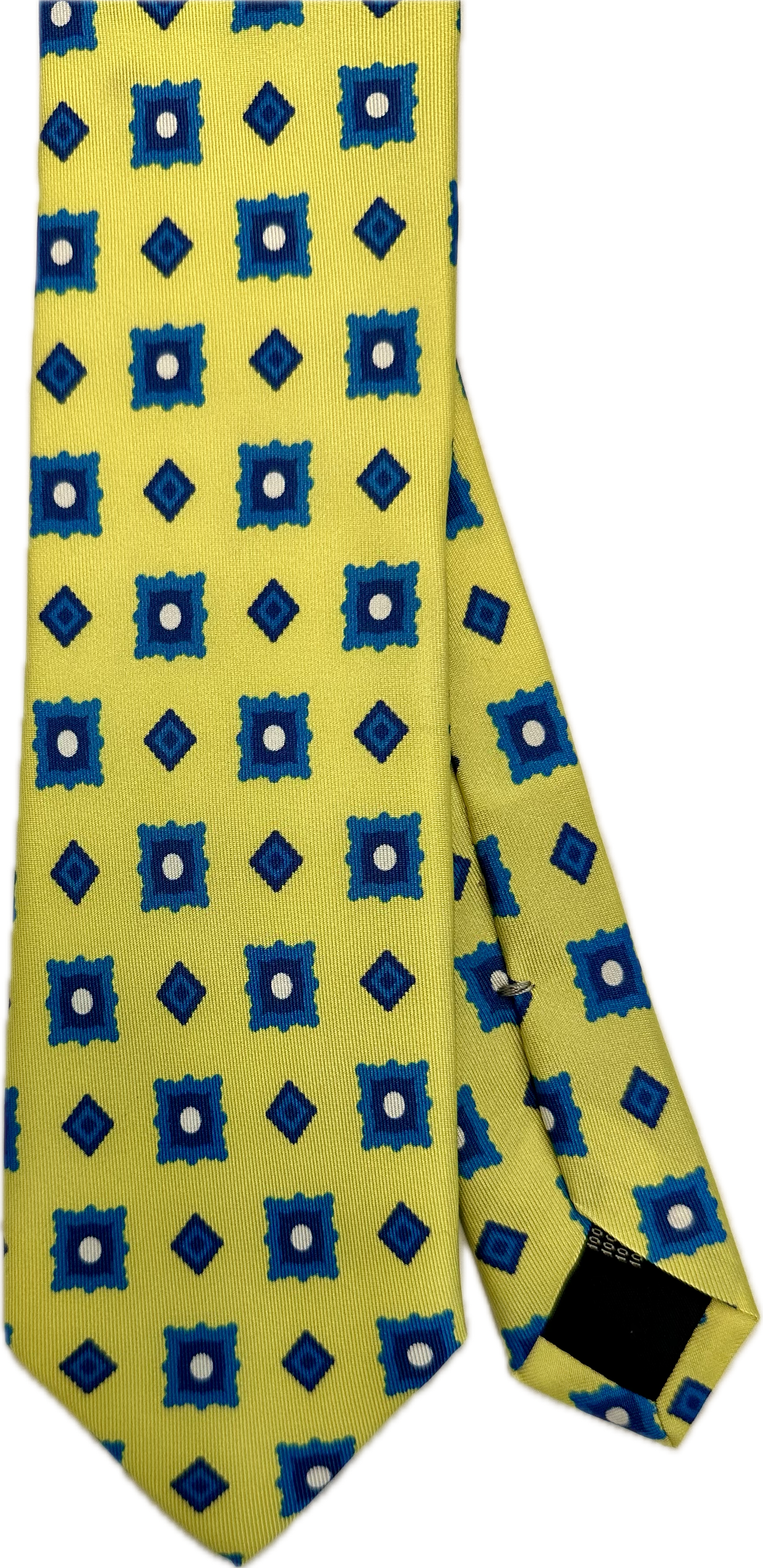 Cravatta seta fantasia cornici giallo lime Monsieur