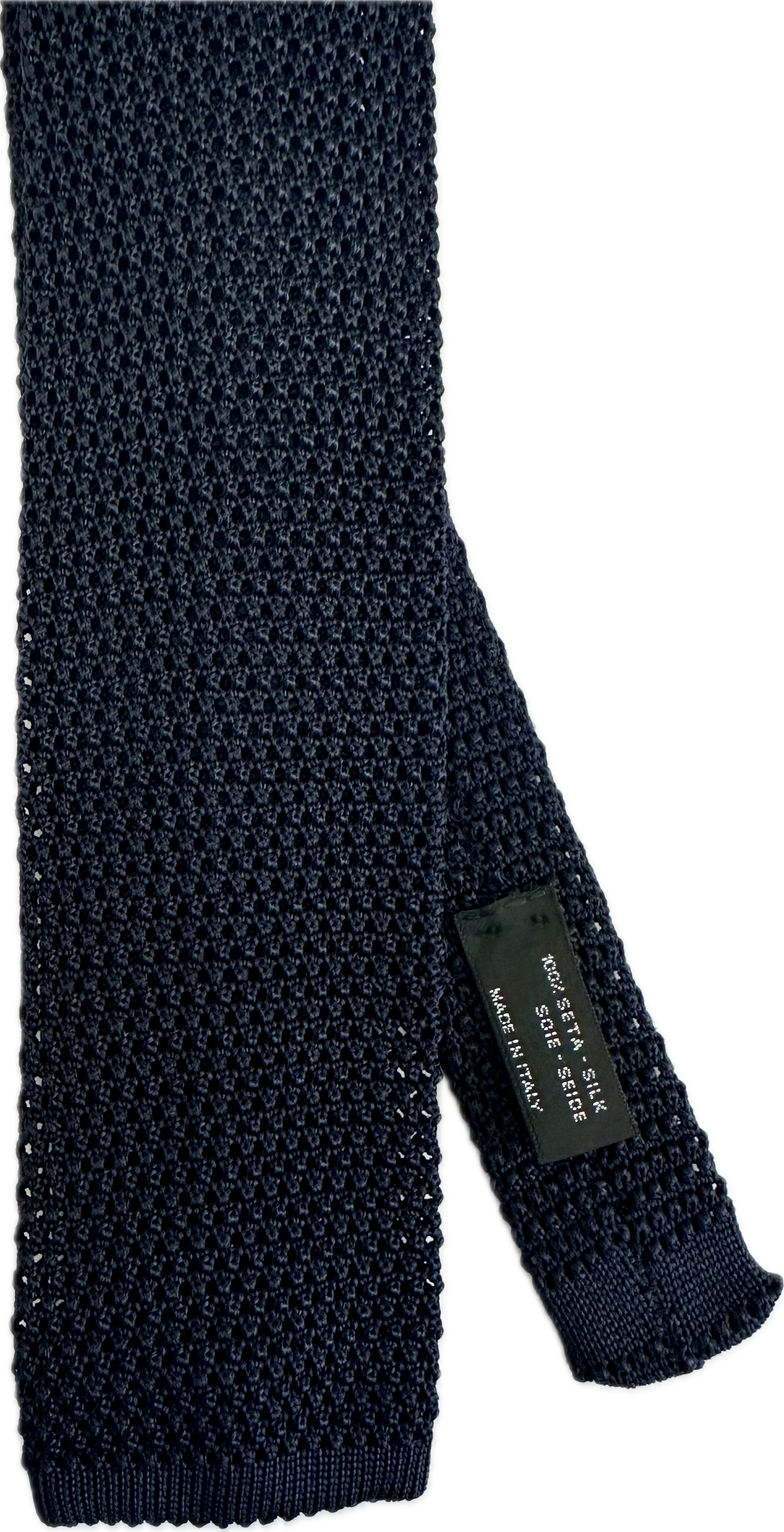 Cravatta in maglia di seta navy Monsieur