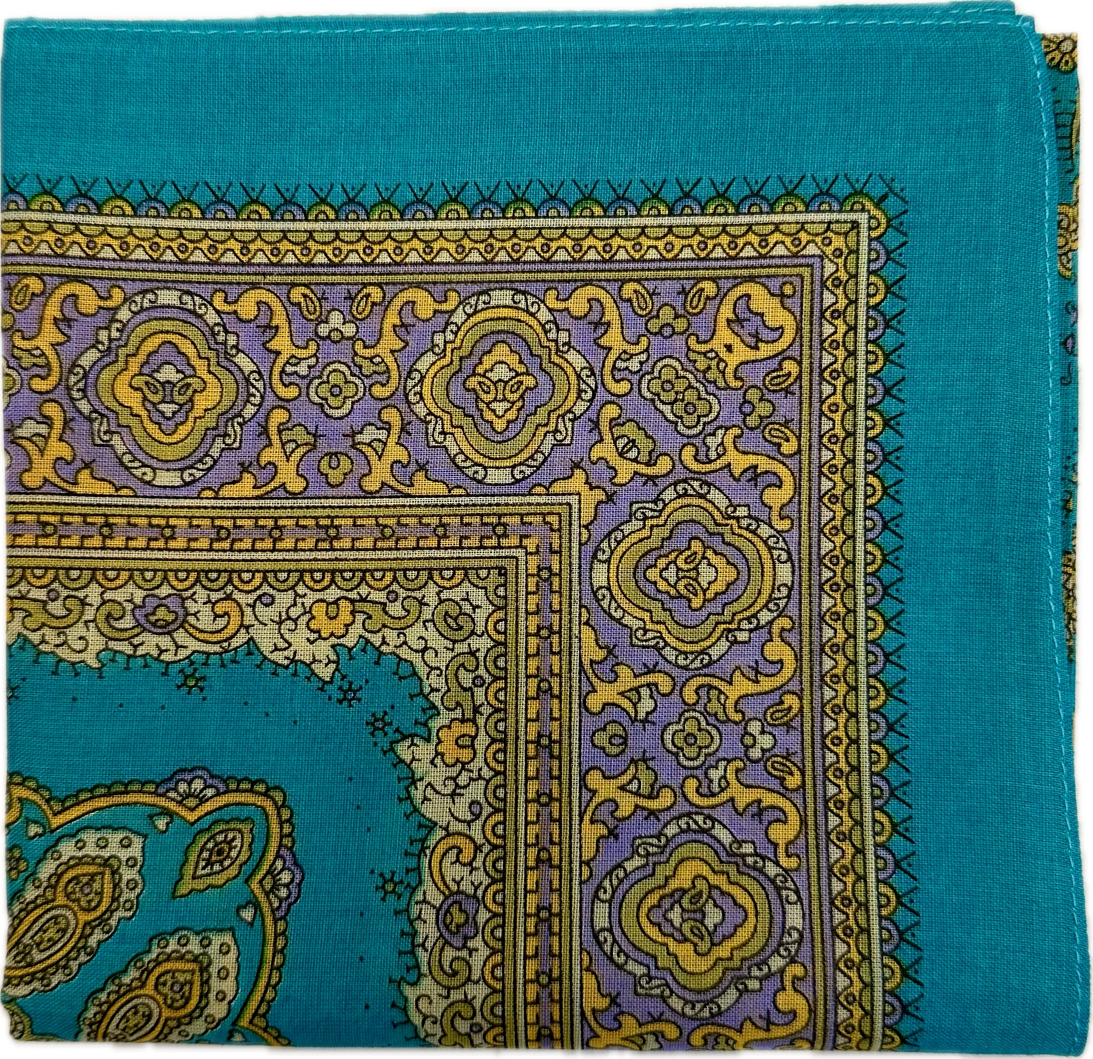 Fazzoletto bandana cotone fantasia paisley turchese Monsieur