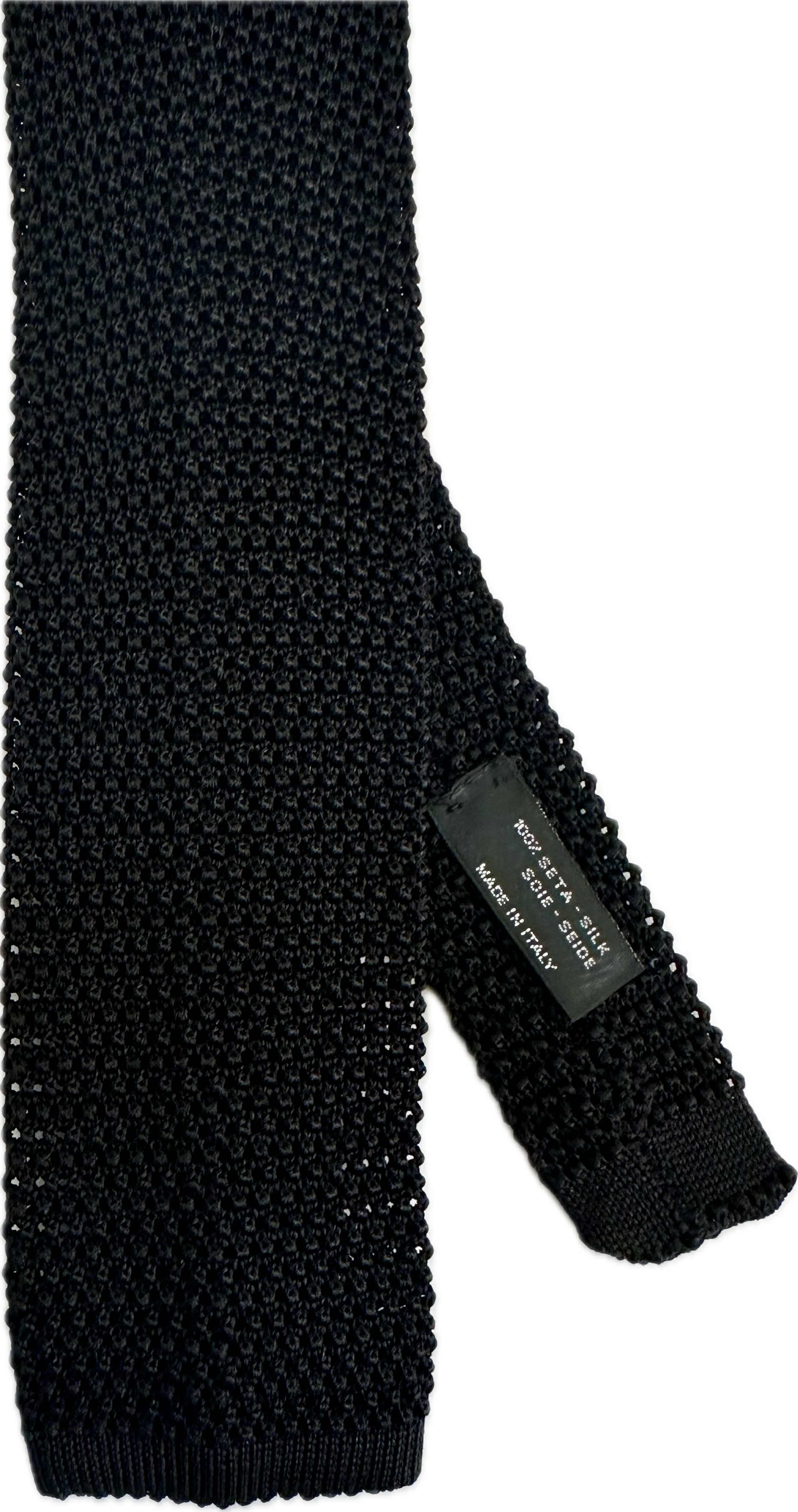 Cravatta in maglia di seta nera Monsieur