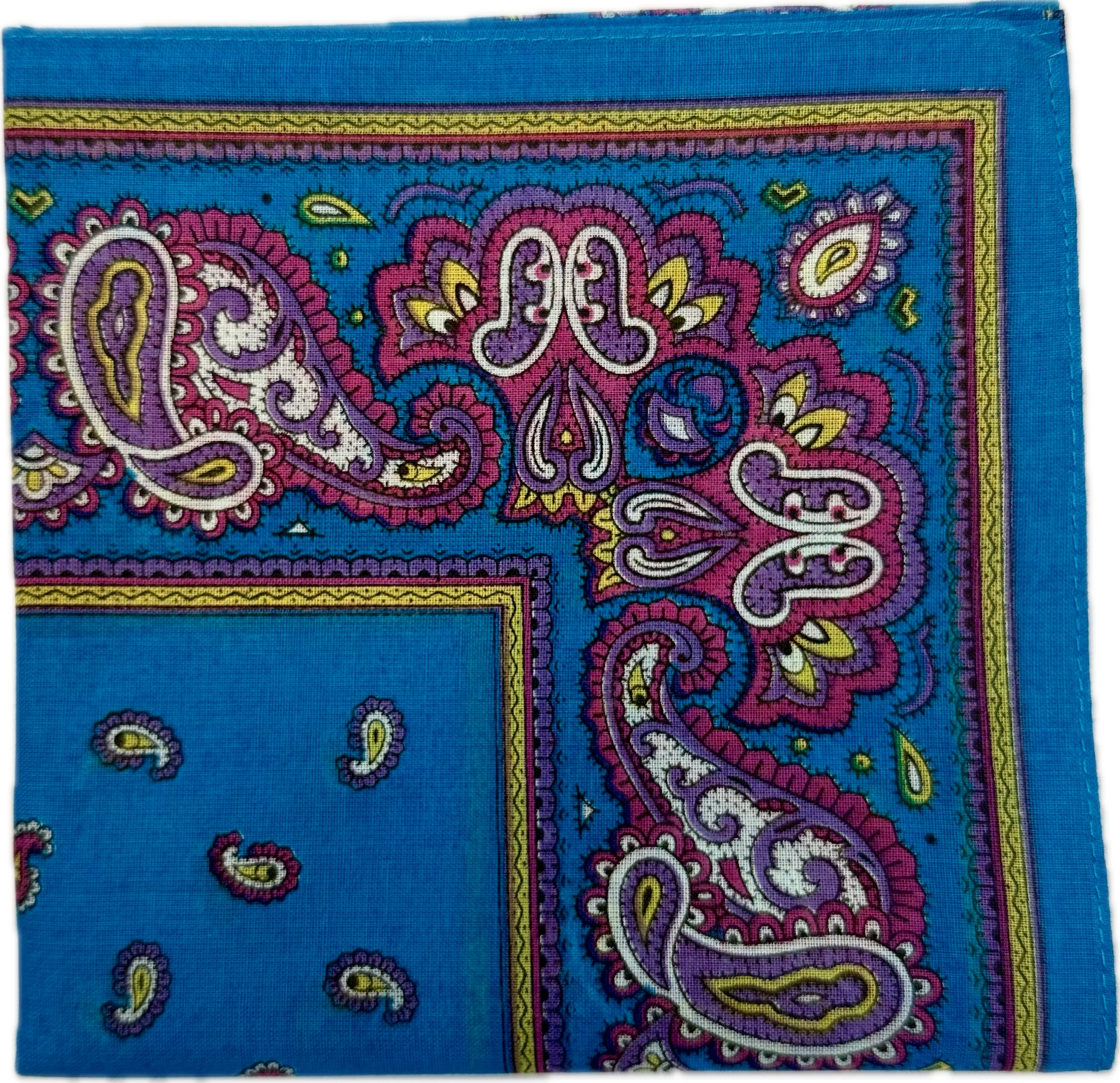 Fazzoletto bandana cotone fantasia micro paisley turchese Monsieur