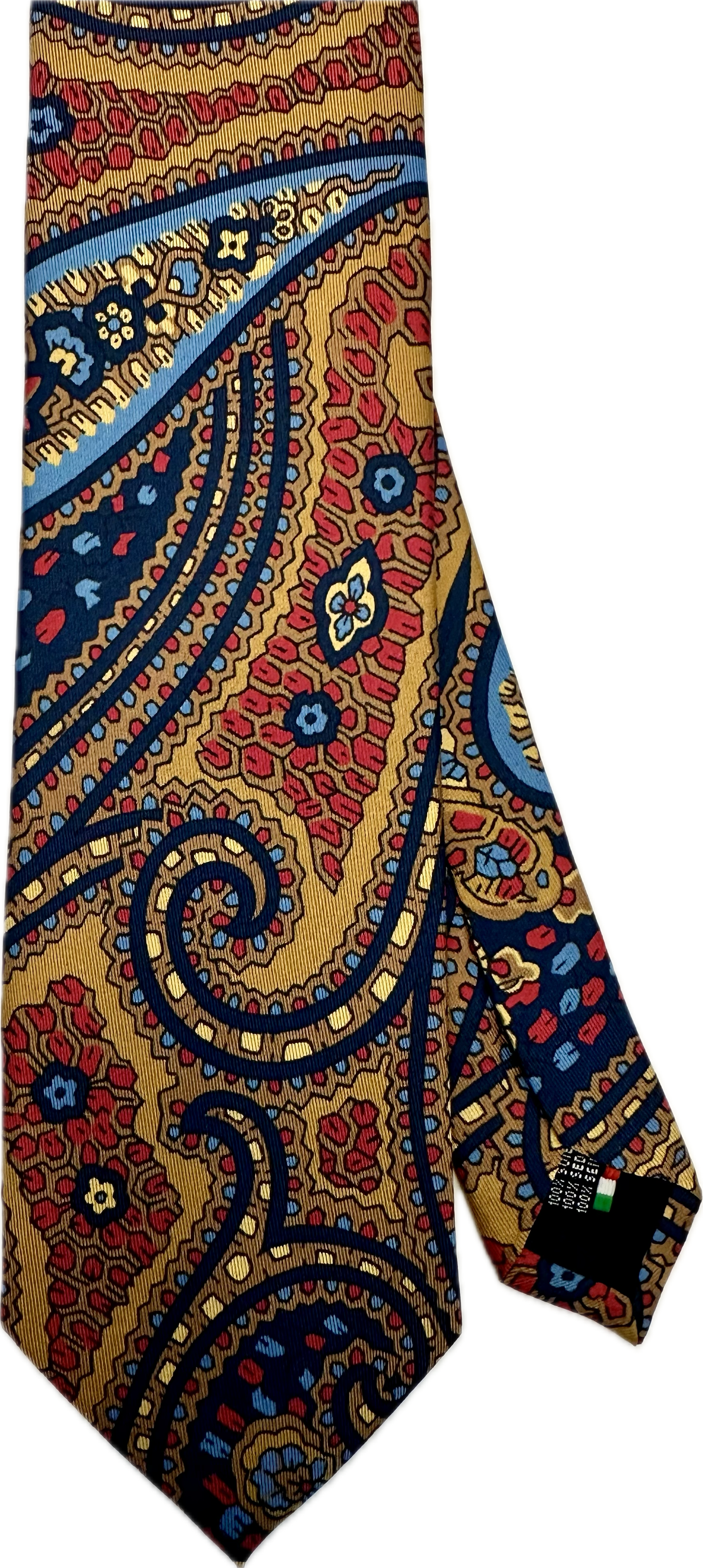 Cravatta seta fantasia big paisley ocra Monsieur