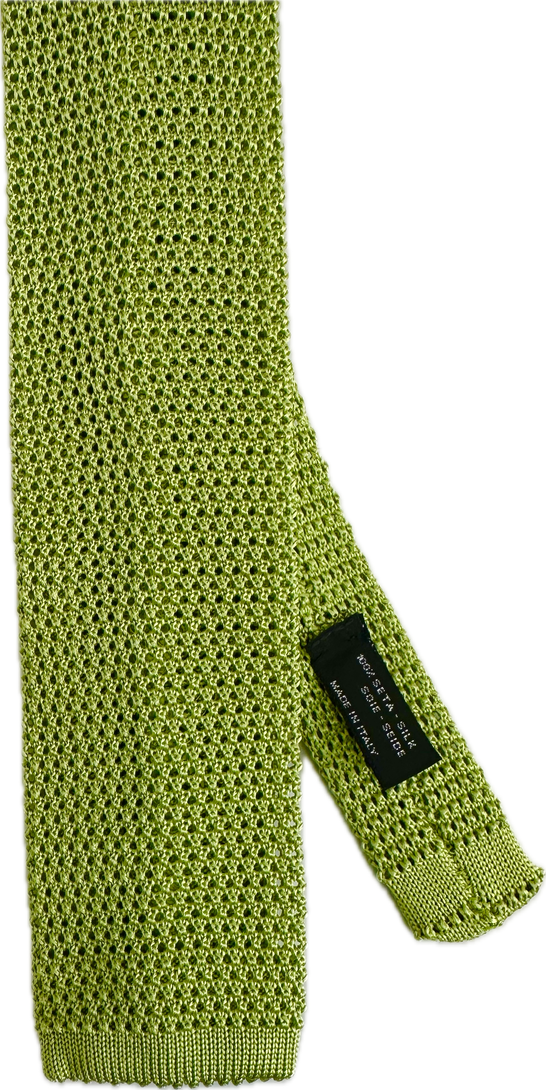 Cravatta in maglia di seta verde lime Monsieur