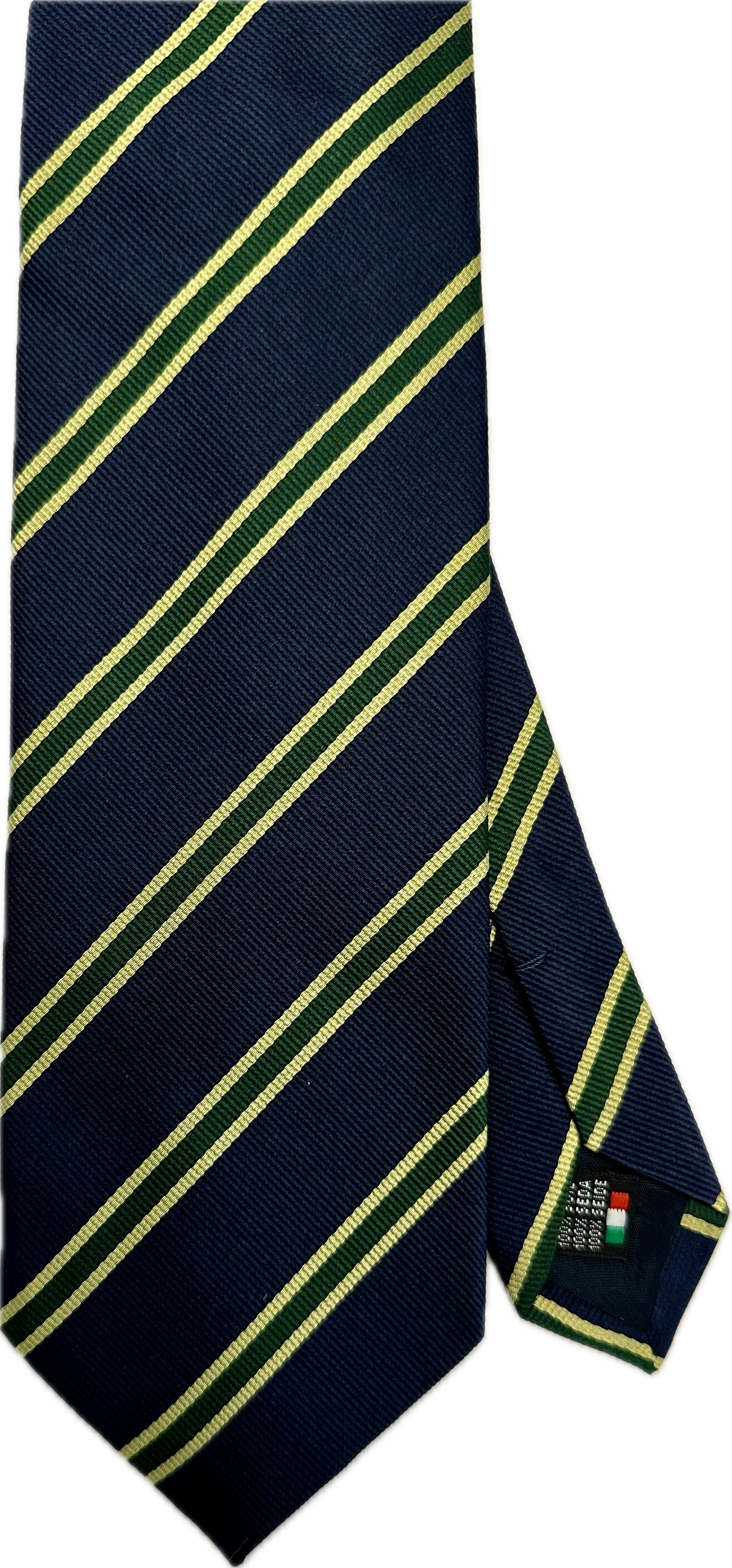 Cravatta seta regimental blu gialla verde Monsieur