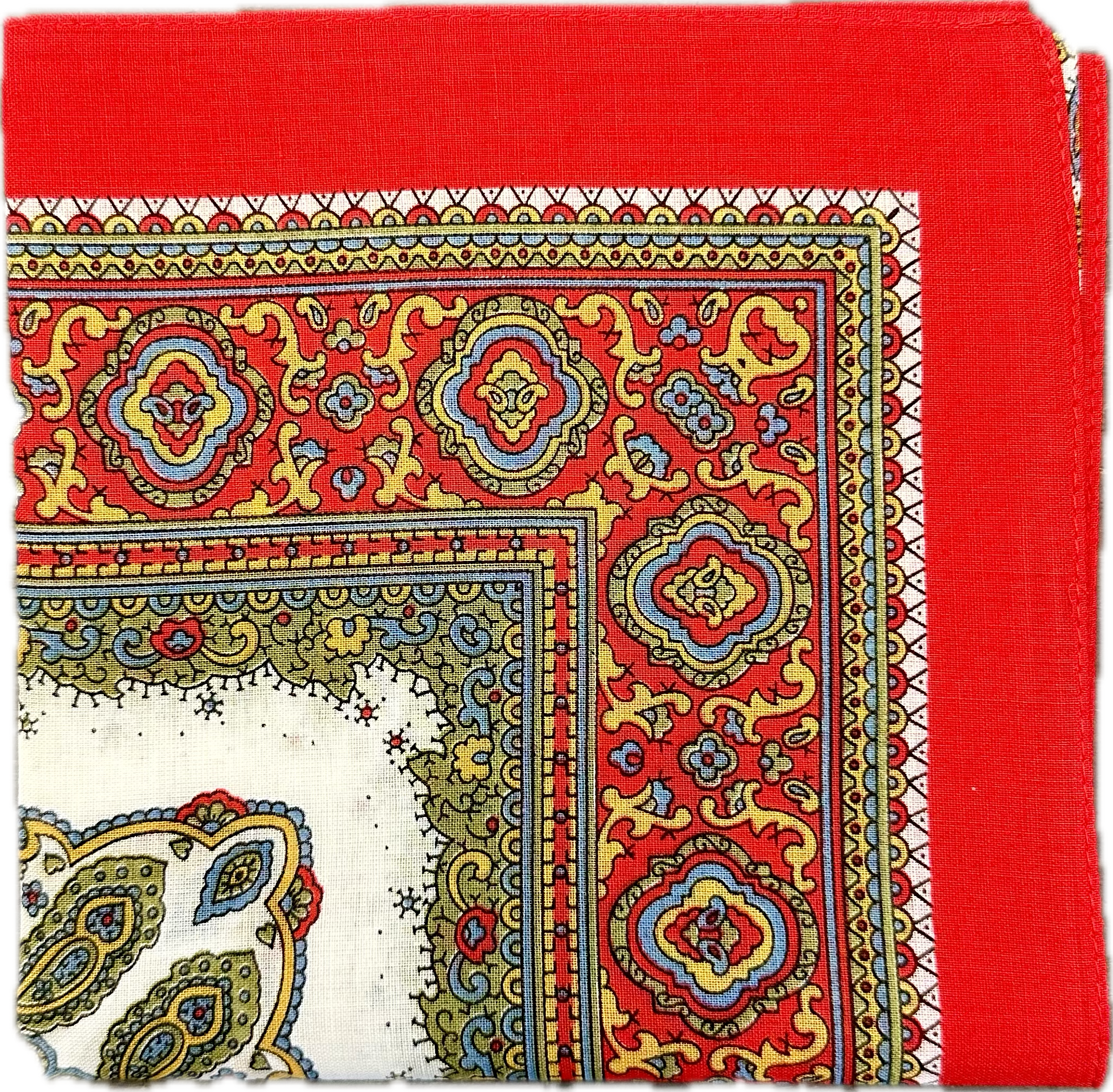 Fazzoletto bandana cotone fantasia paisley bianco rosso Monsieur