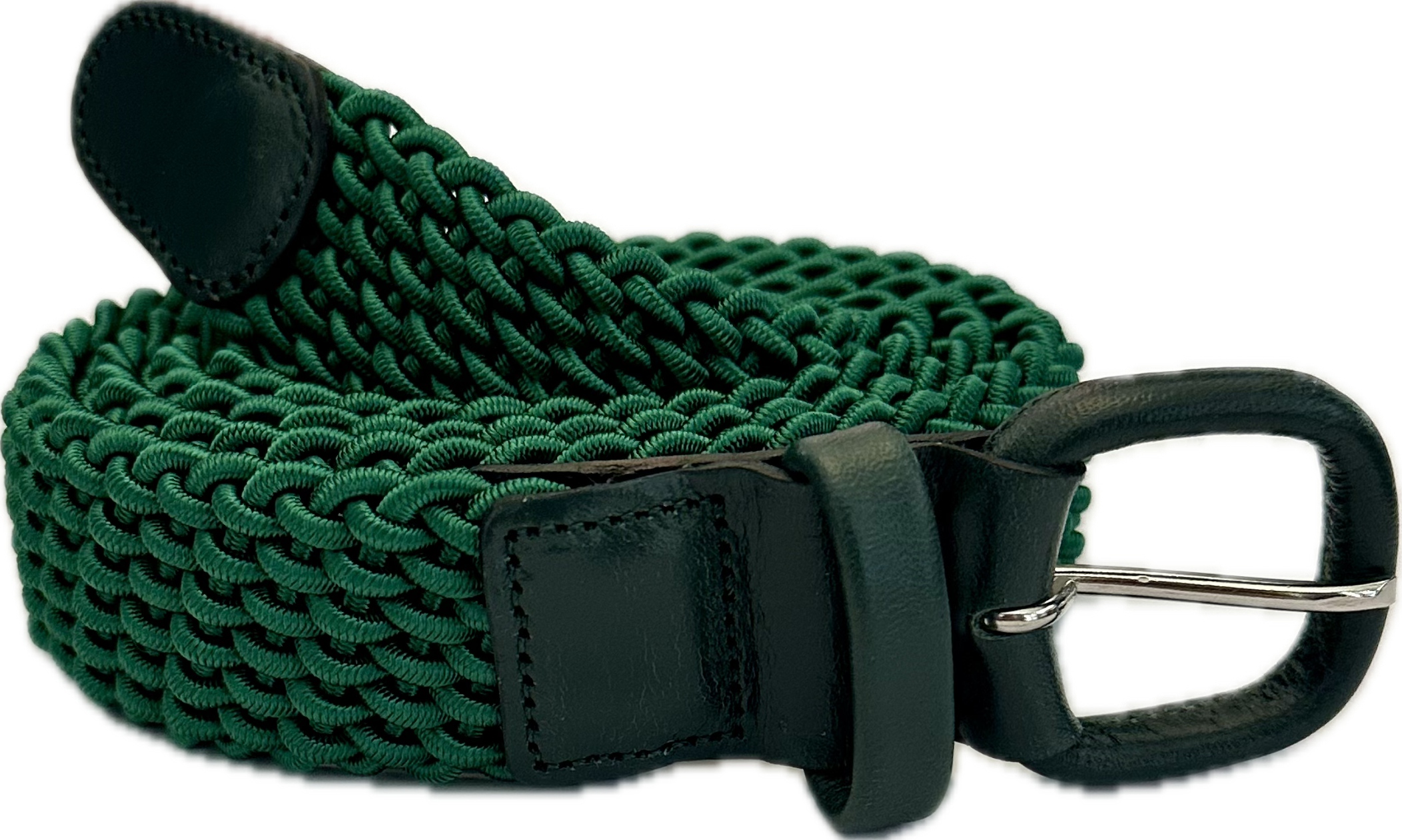 Cintura intrecciata elasticizzata verde bandiera Monsieur