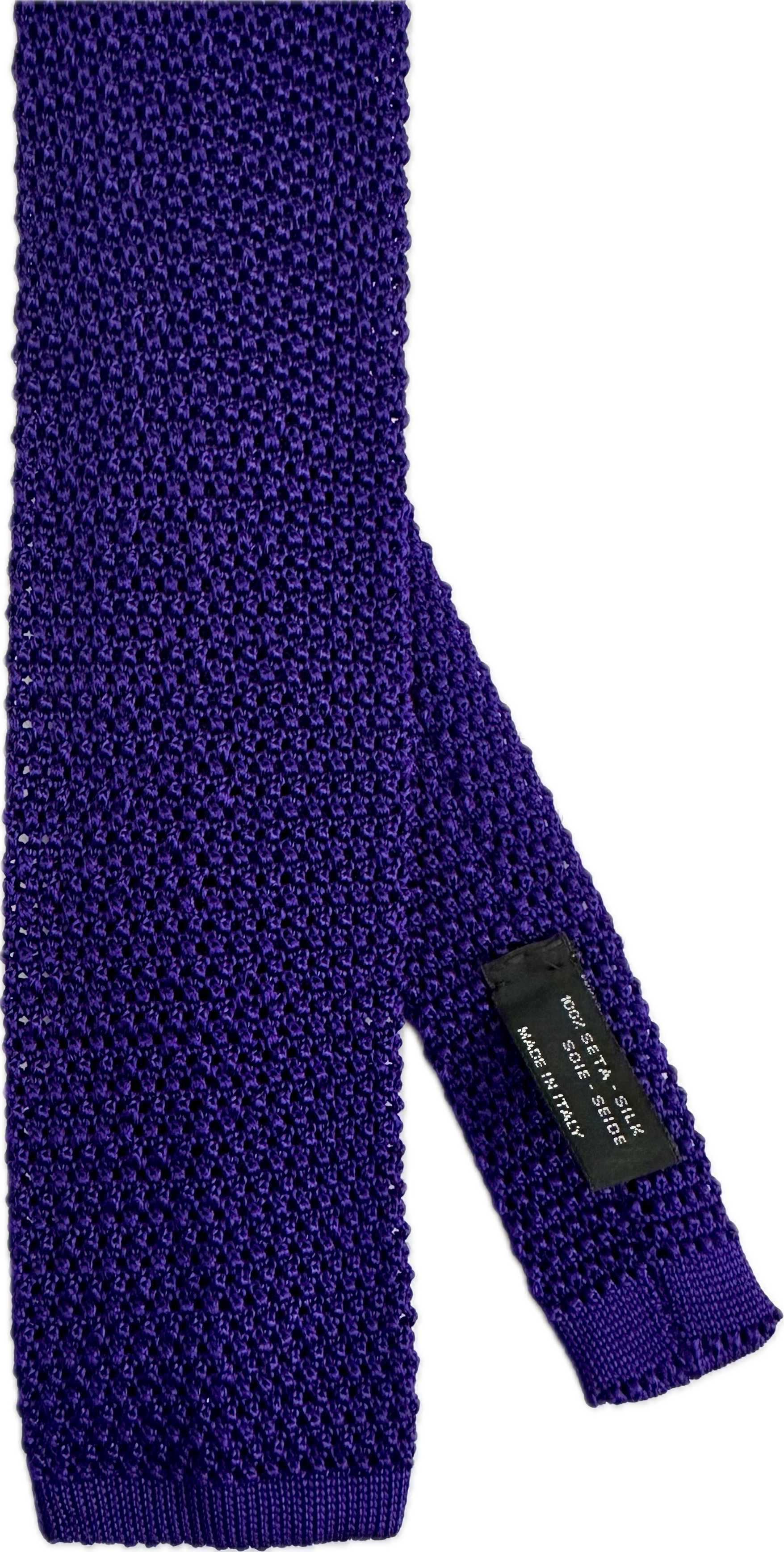 Cravatta in maglia di seta viola Monsieur