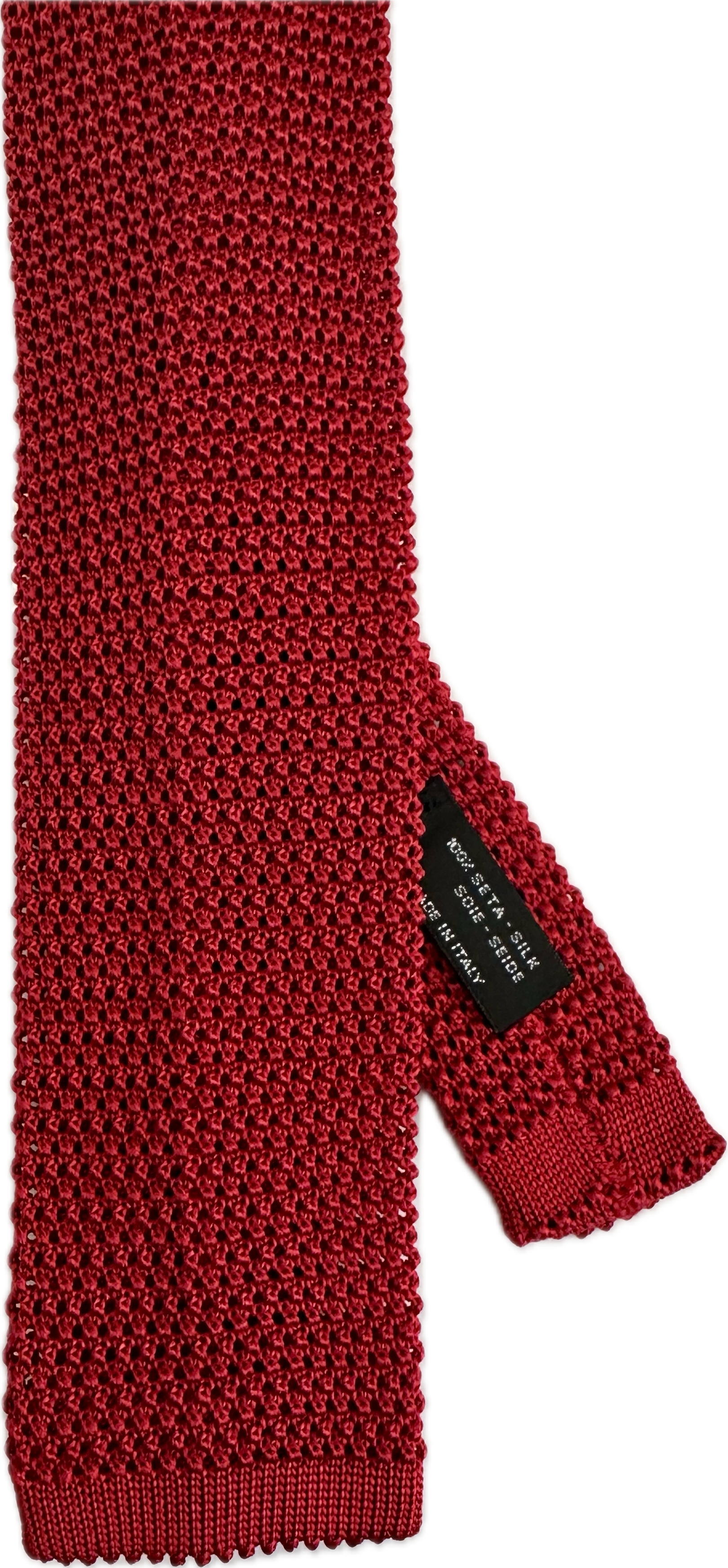 Cravatta in maglia di seta rossa Monsieur