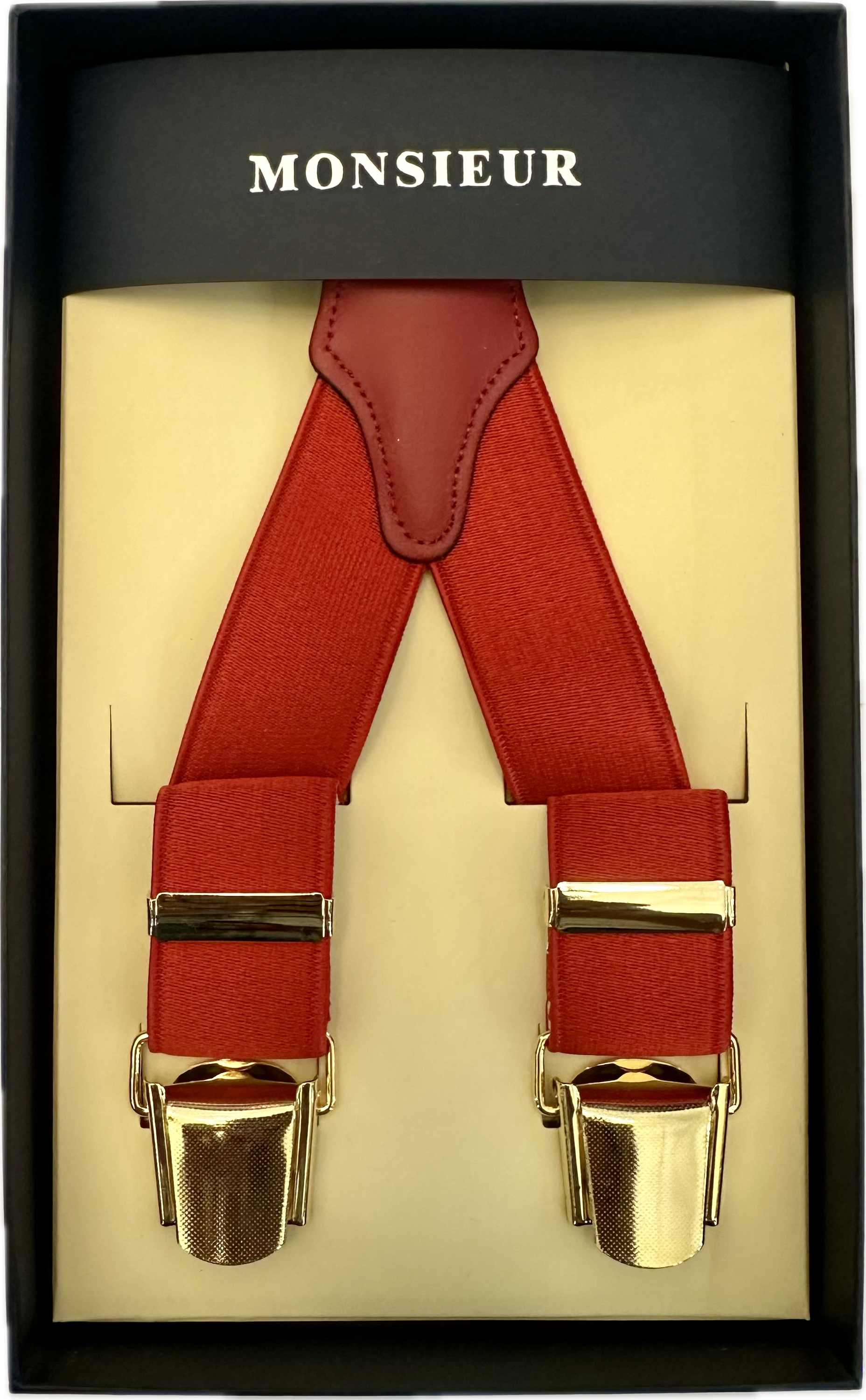 Bretelle elastico clip tinta unita rossa Monsieur