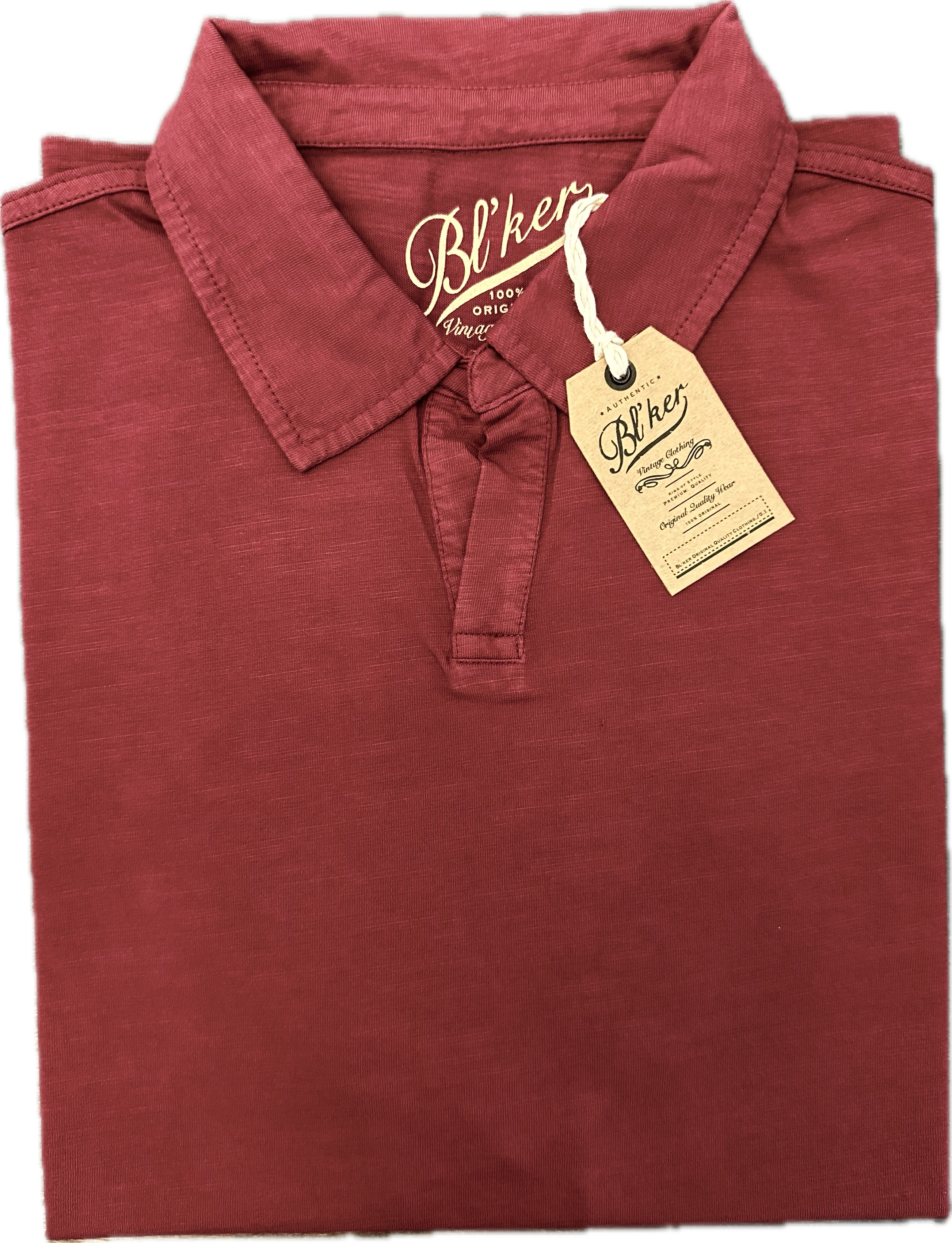 Polo senza bottoni cotone bordeaux BL'KER