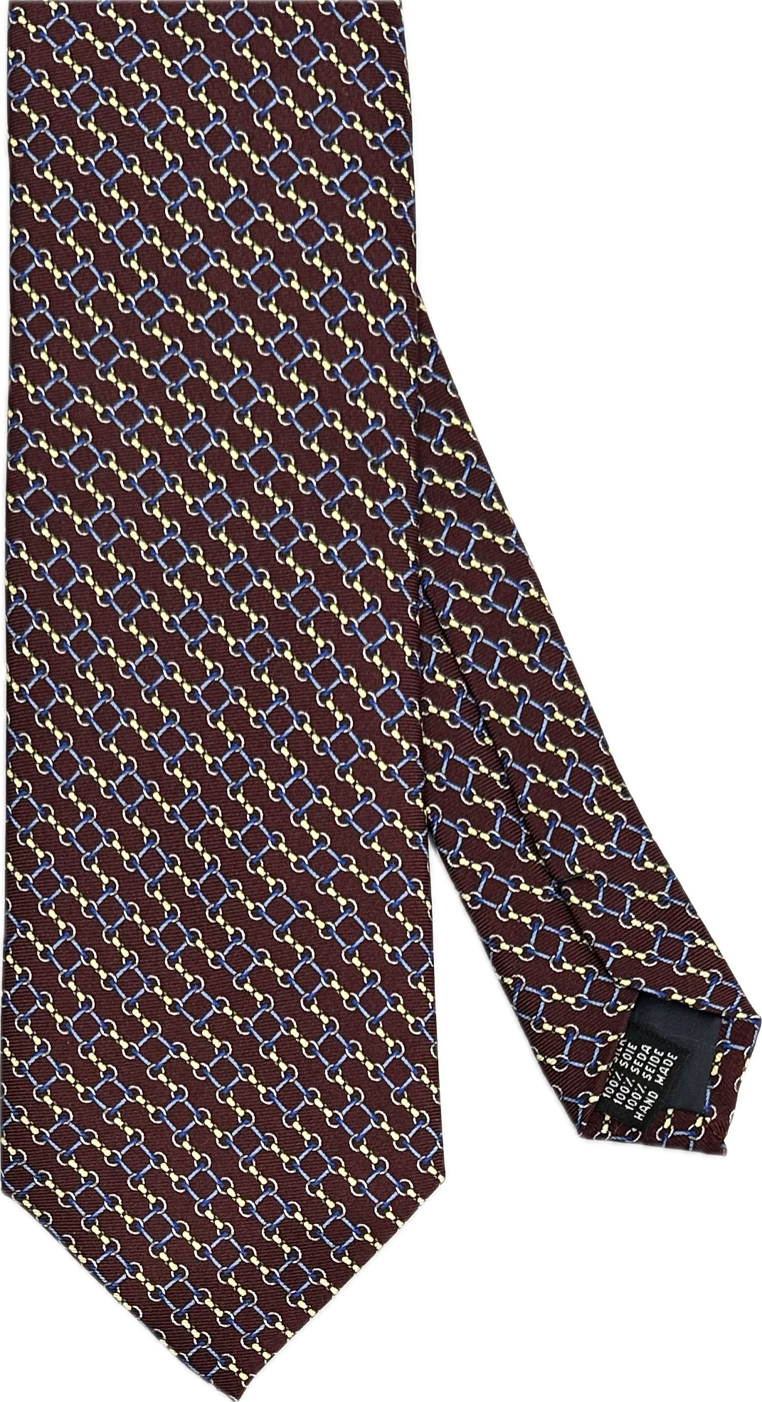 Cravatta seta fantasia horsebit bordeaux Monsieur