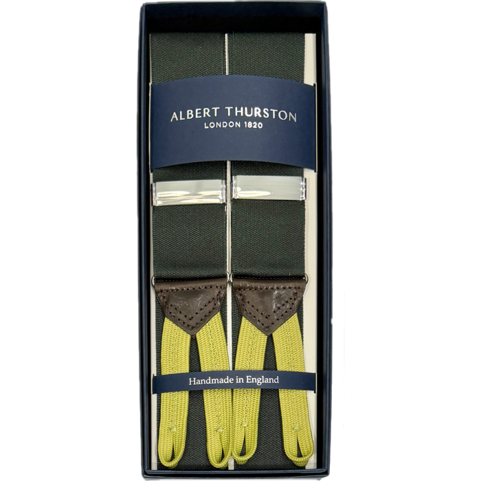 Bretelle barathea tinta unita verde tartan Albert Thurston