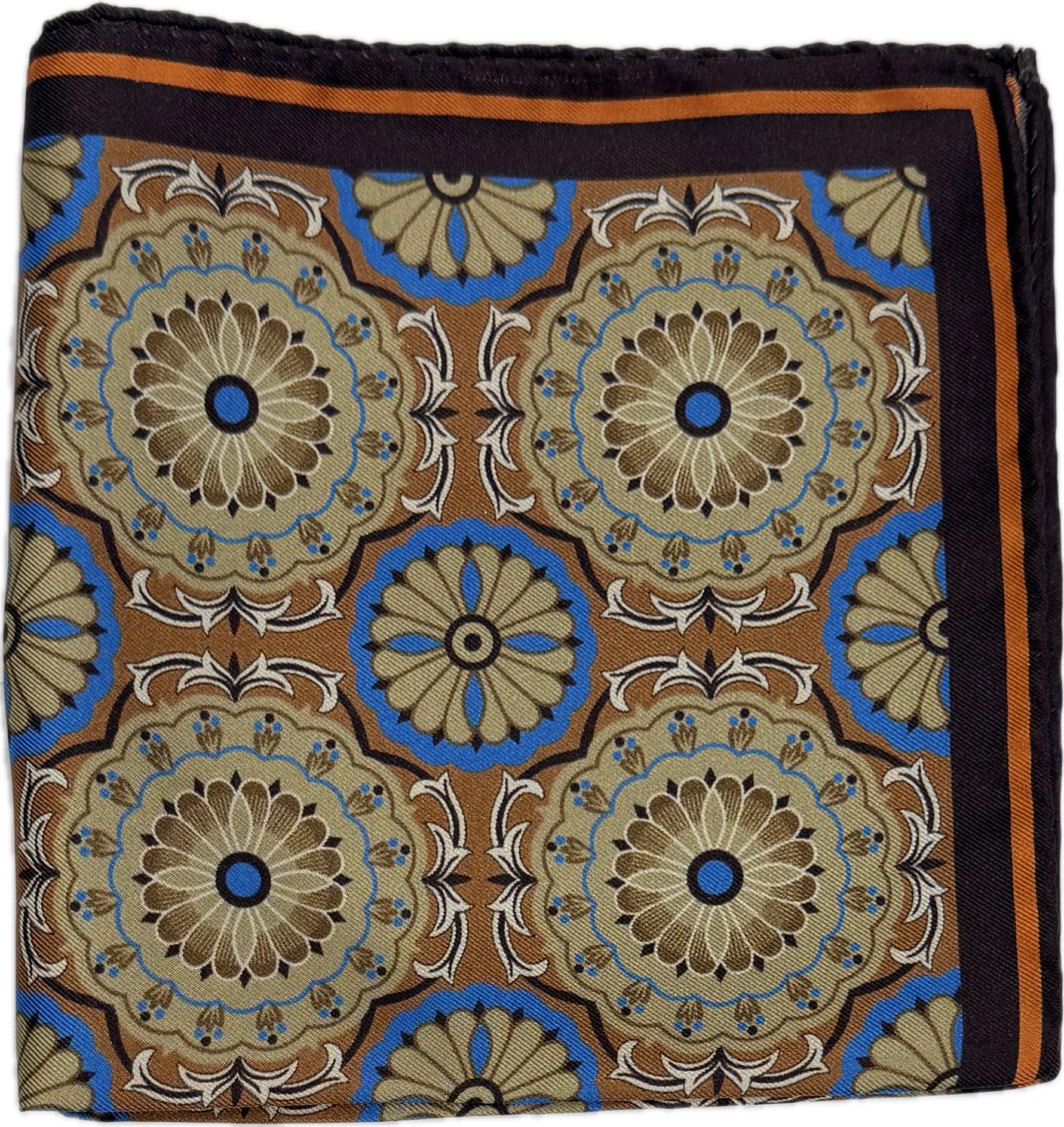 Pocket square seta fantasia medaglioni marrone Monsieur