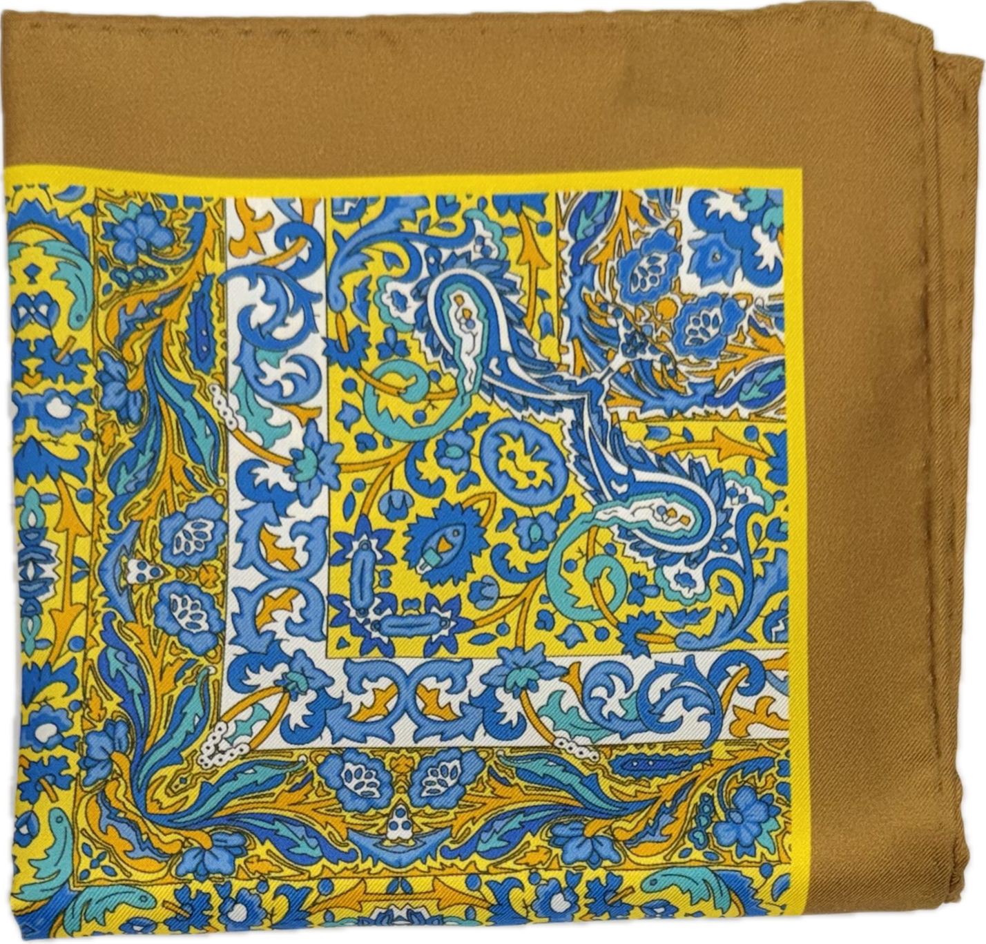 Pocket square seta fantasia decò gialla celeste tiffany Monsieur