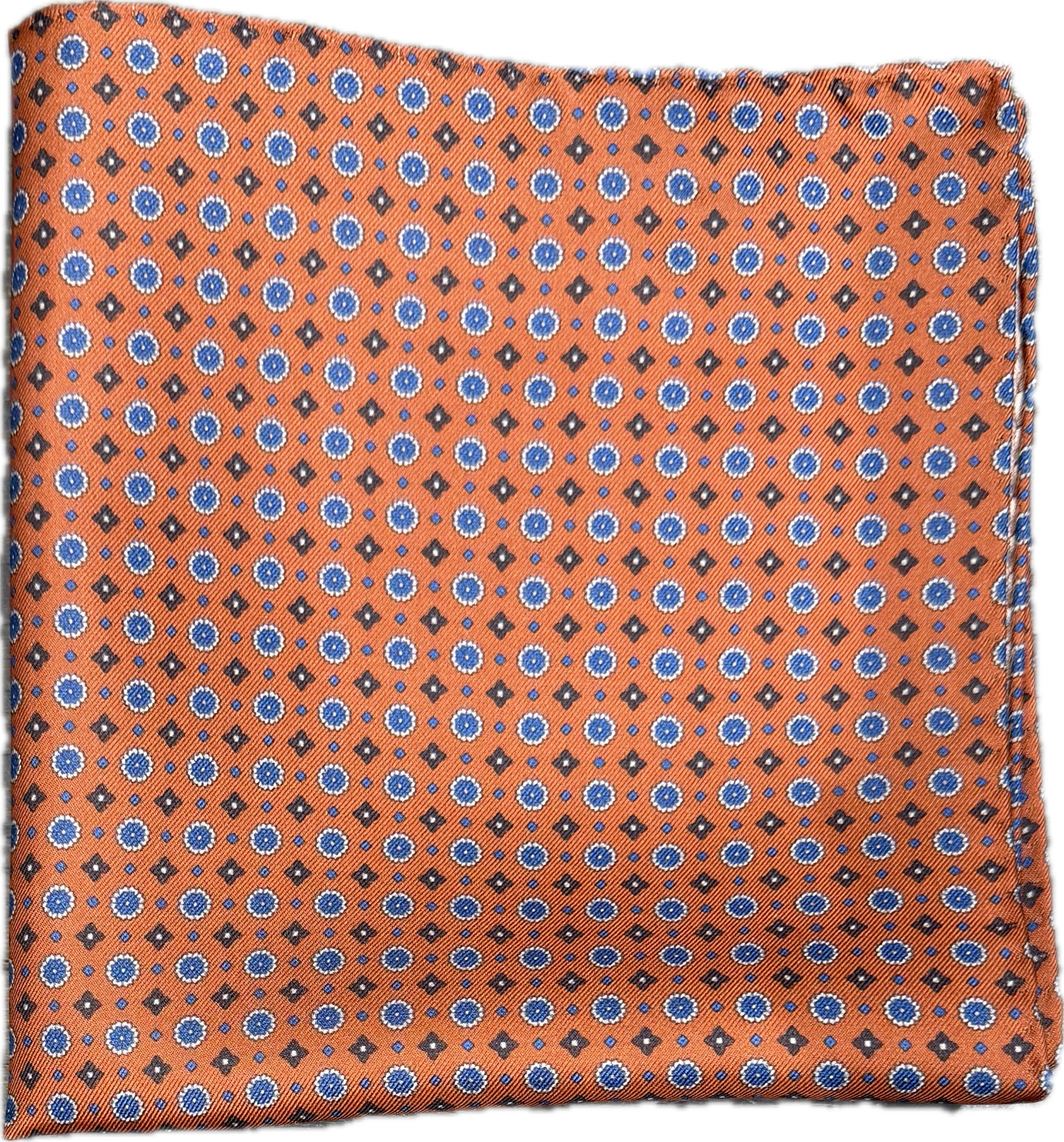 Pocket square seta fantasia geometrica arancione Monsieur