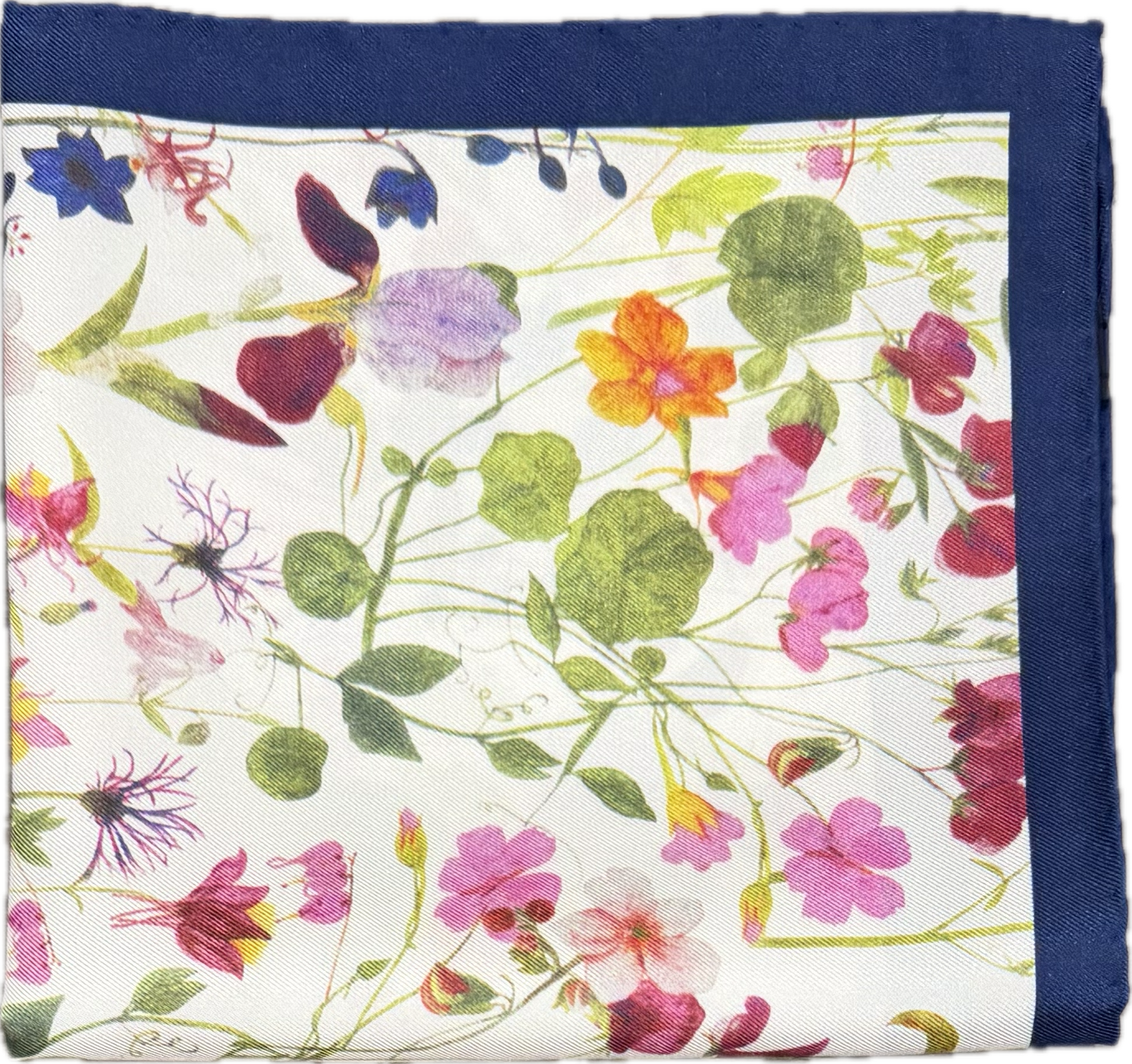 Pocket square seta fantasia floreale bianca Monsieur