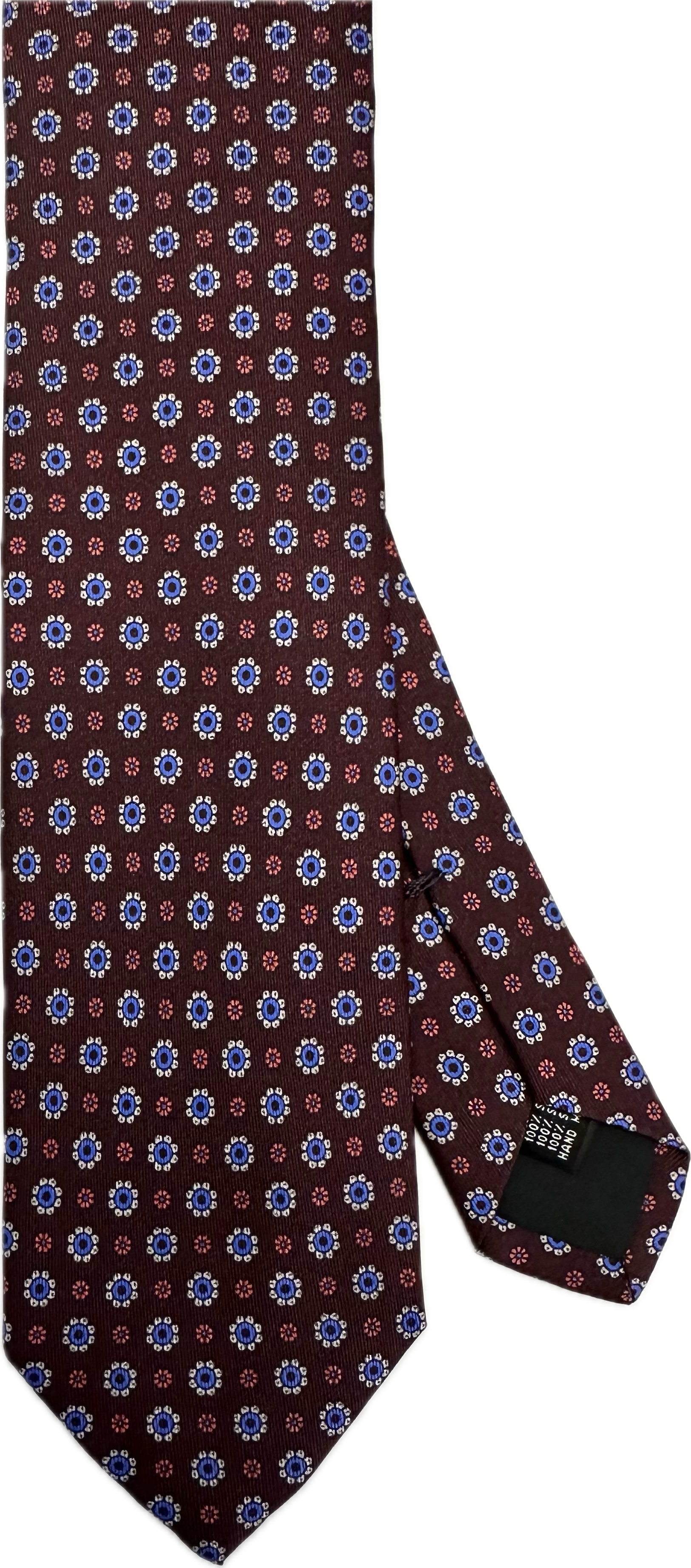 Cravatta seta fantasia fiorellino bordeaux Monsieur