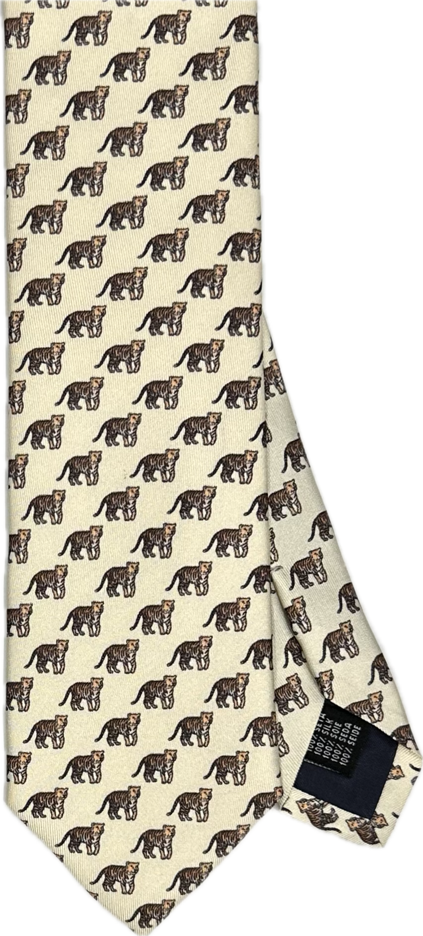 Cravatta seta fantasia tigre avorio Monsieur