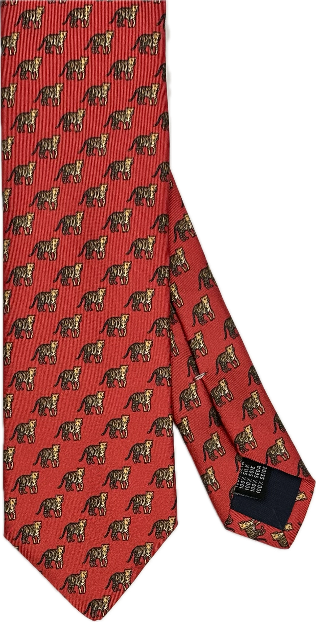 Cravatta seta fantasia tigre rossa Monsieur