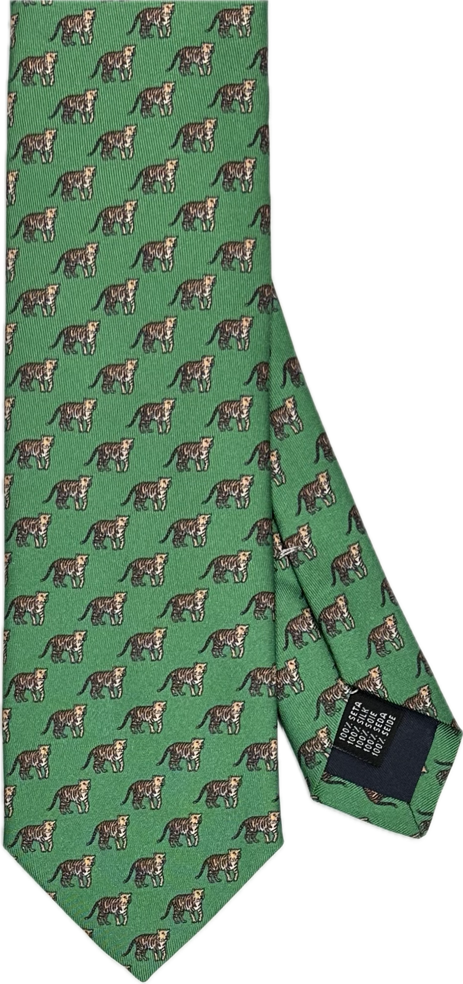 Cravatta seta fantasia tigre verde Monsieur