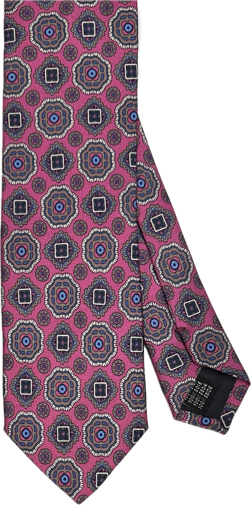 Cravatta seta fantasia medaglioni rosa Monsieur