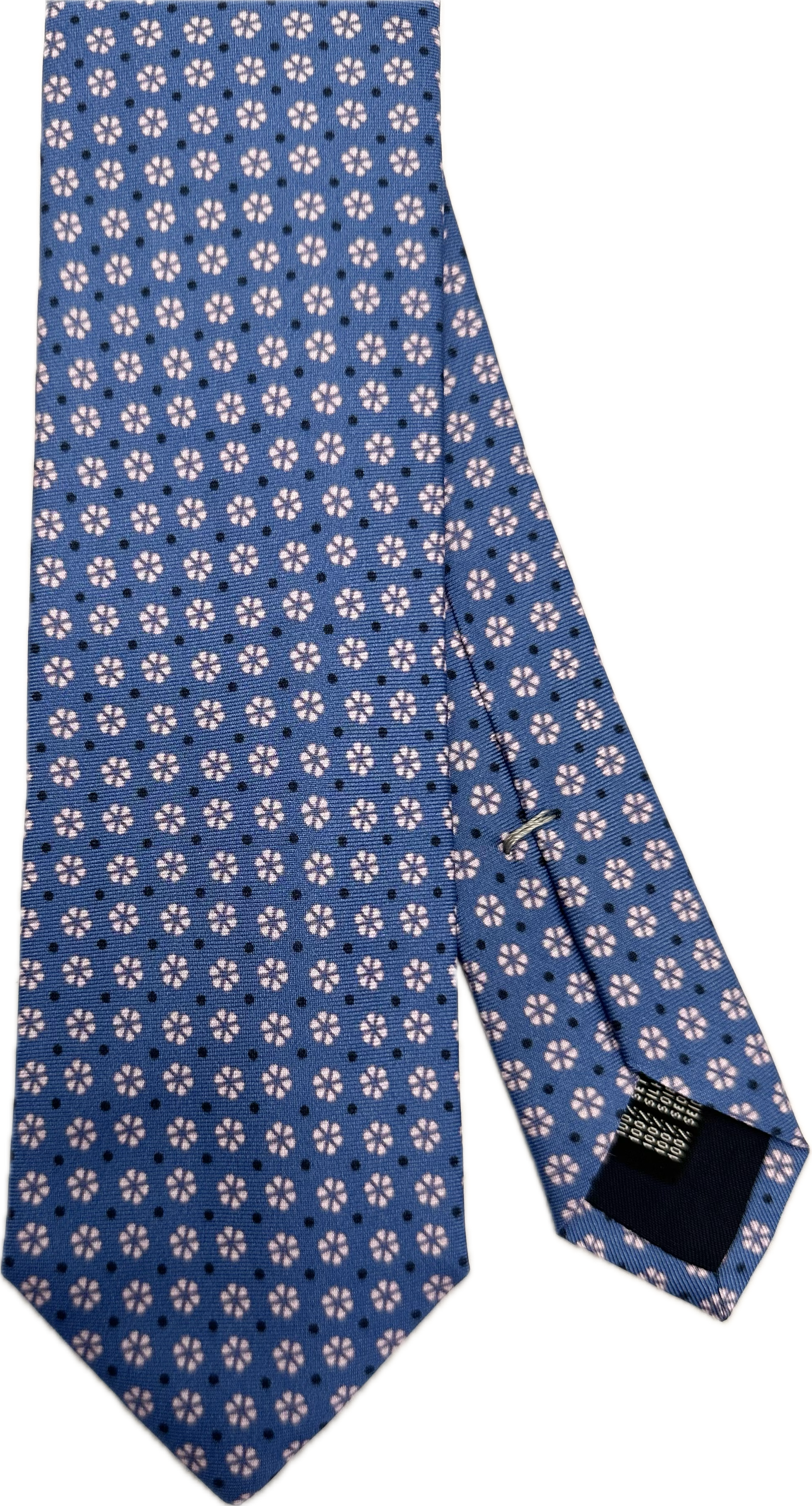 Cravatta seta fantasia margherite celeste Monsieur