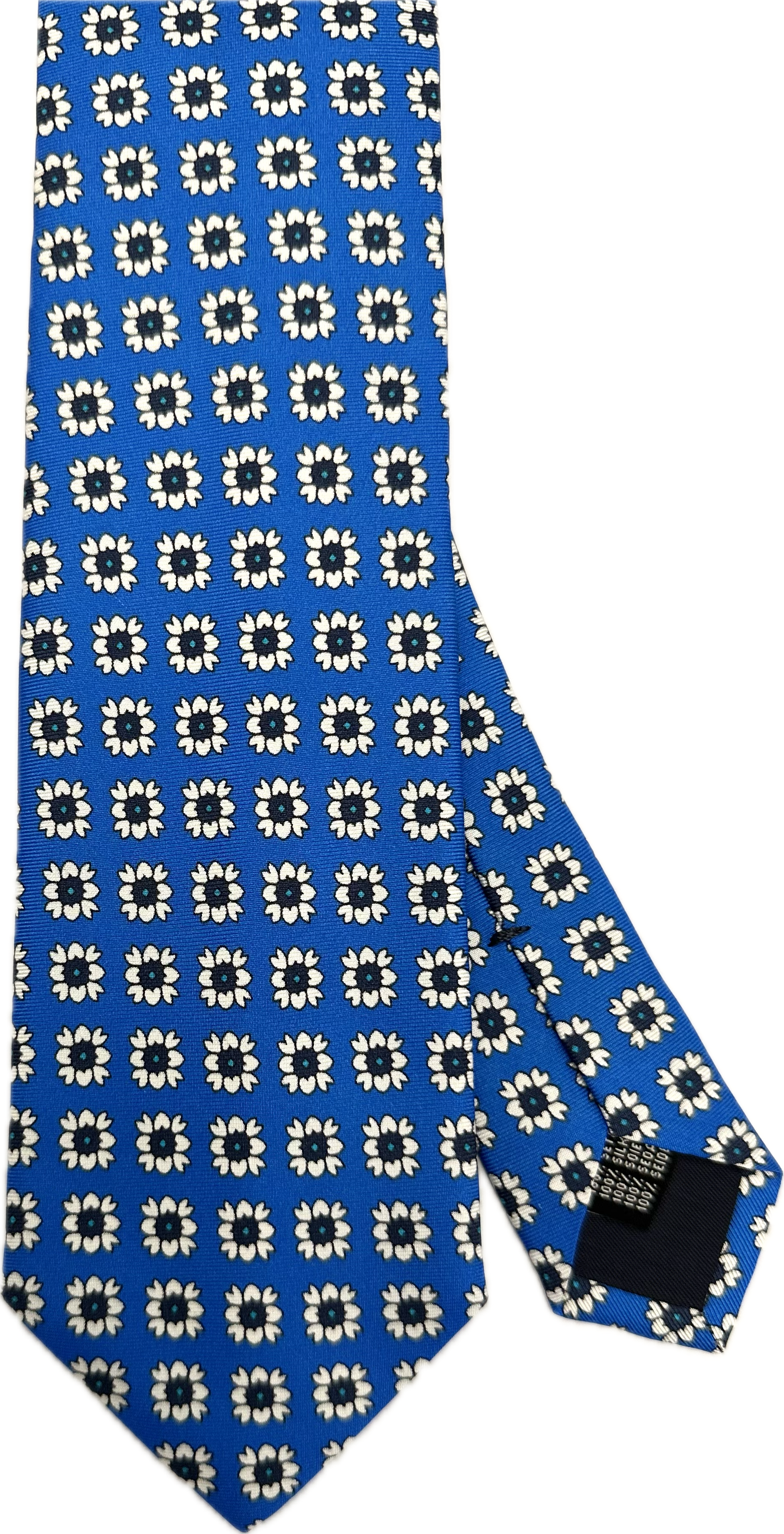 Cravatta seta fantasia margherite royal blue Monsieur