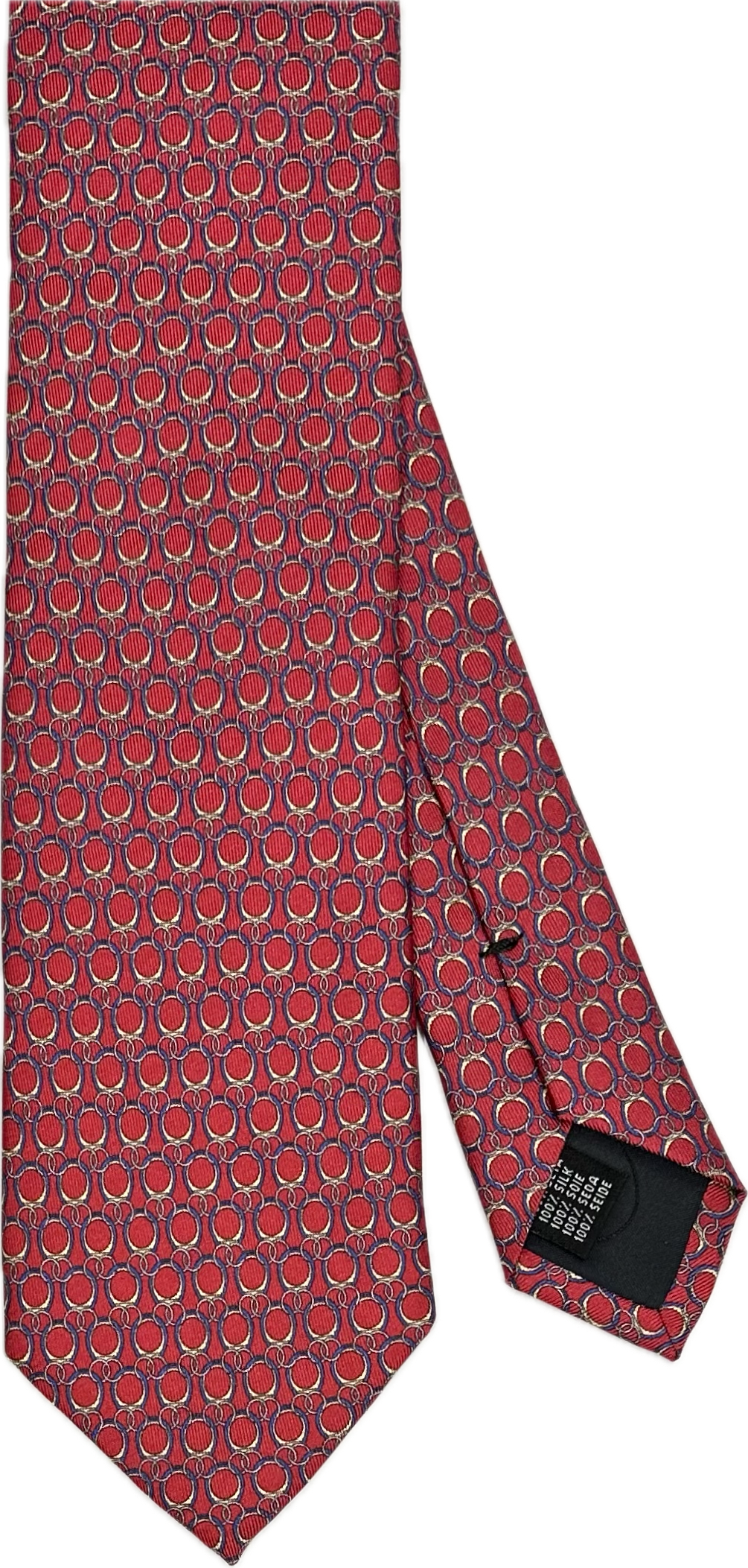 Cravatta seta fantasia catenella rossa Monsieur