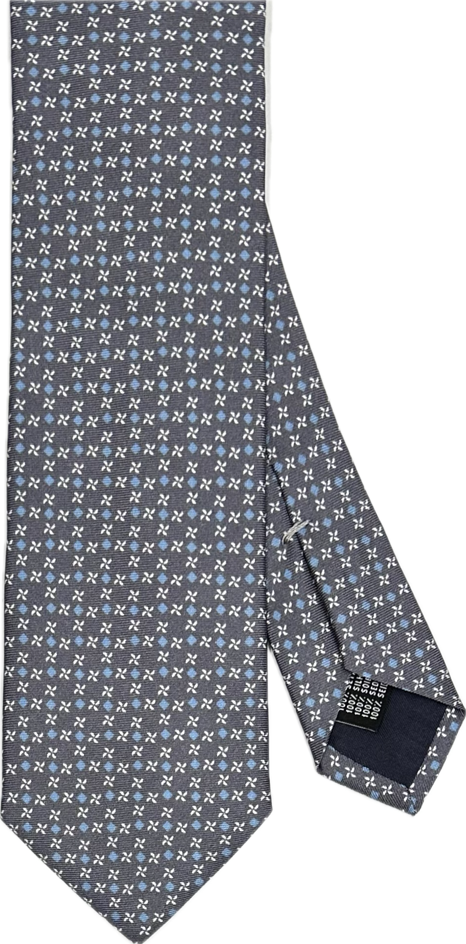 Cravatta seta fantasia geometrica grigia Monsieur