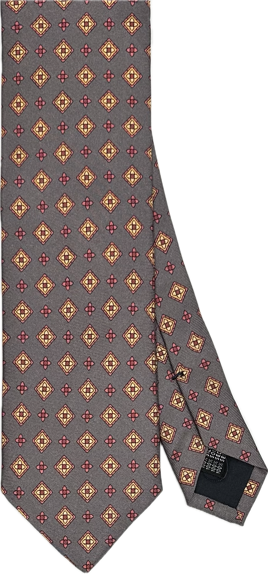 Cravatta seta fantasia geometrica tortora Monsieur