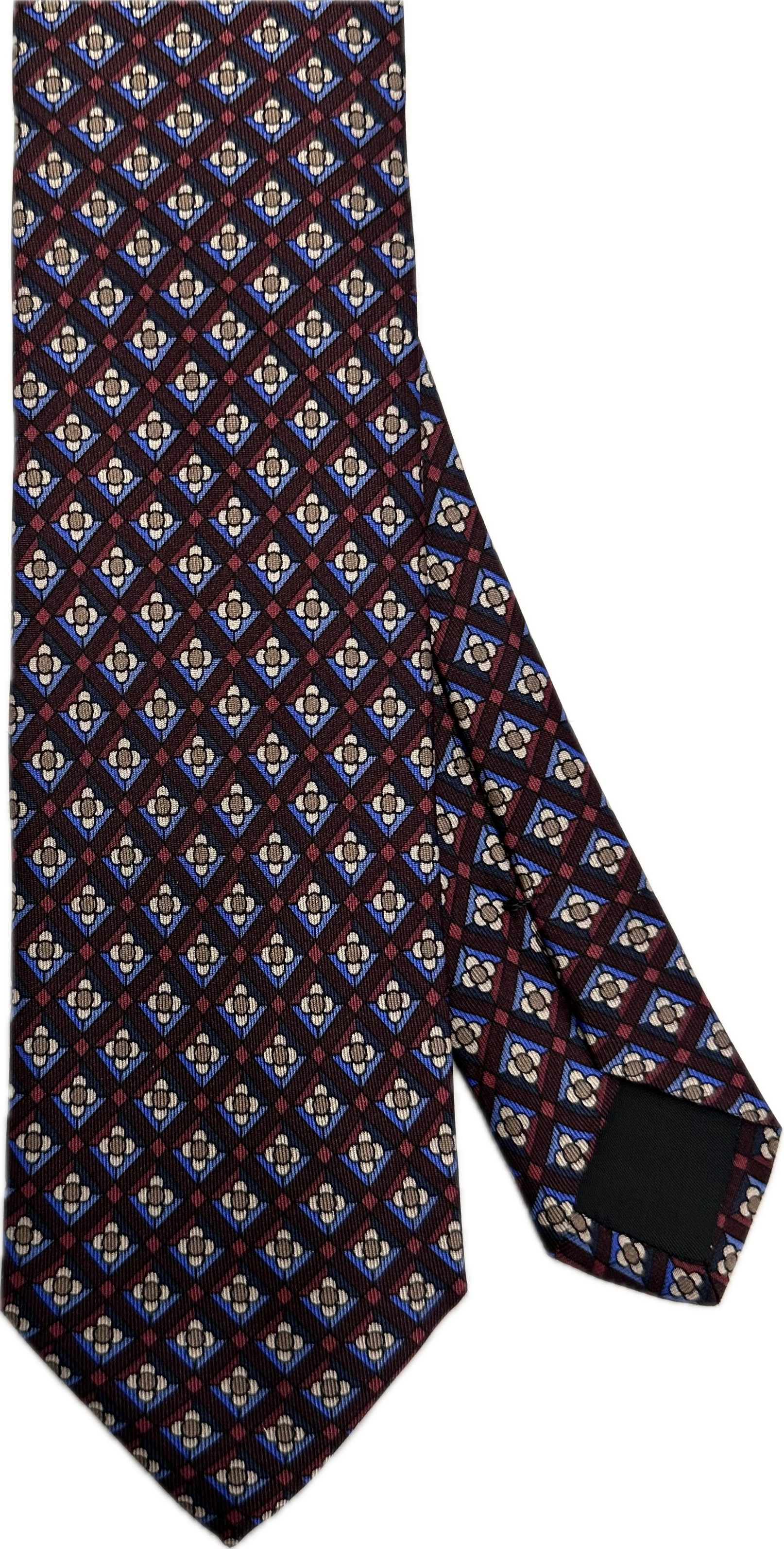 Cravatta seta fantasia geometrica fiorellino bordeaux Monsieur