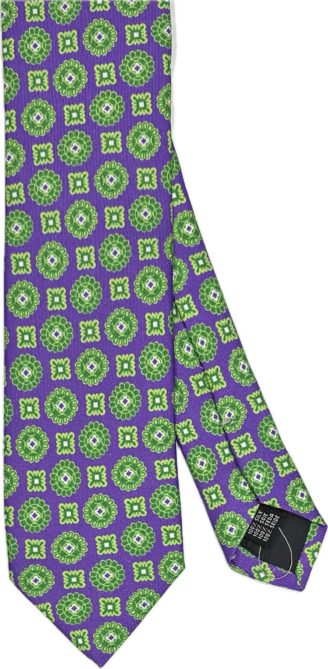 Cravatta seta fantasia medaglioni viola Monsieur