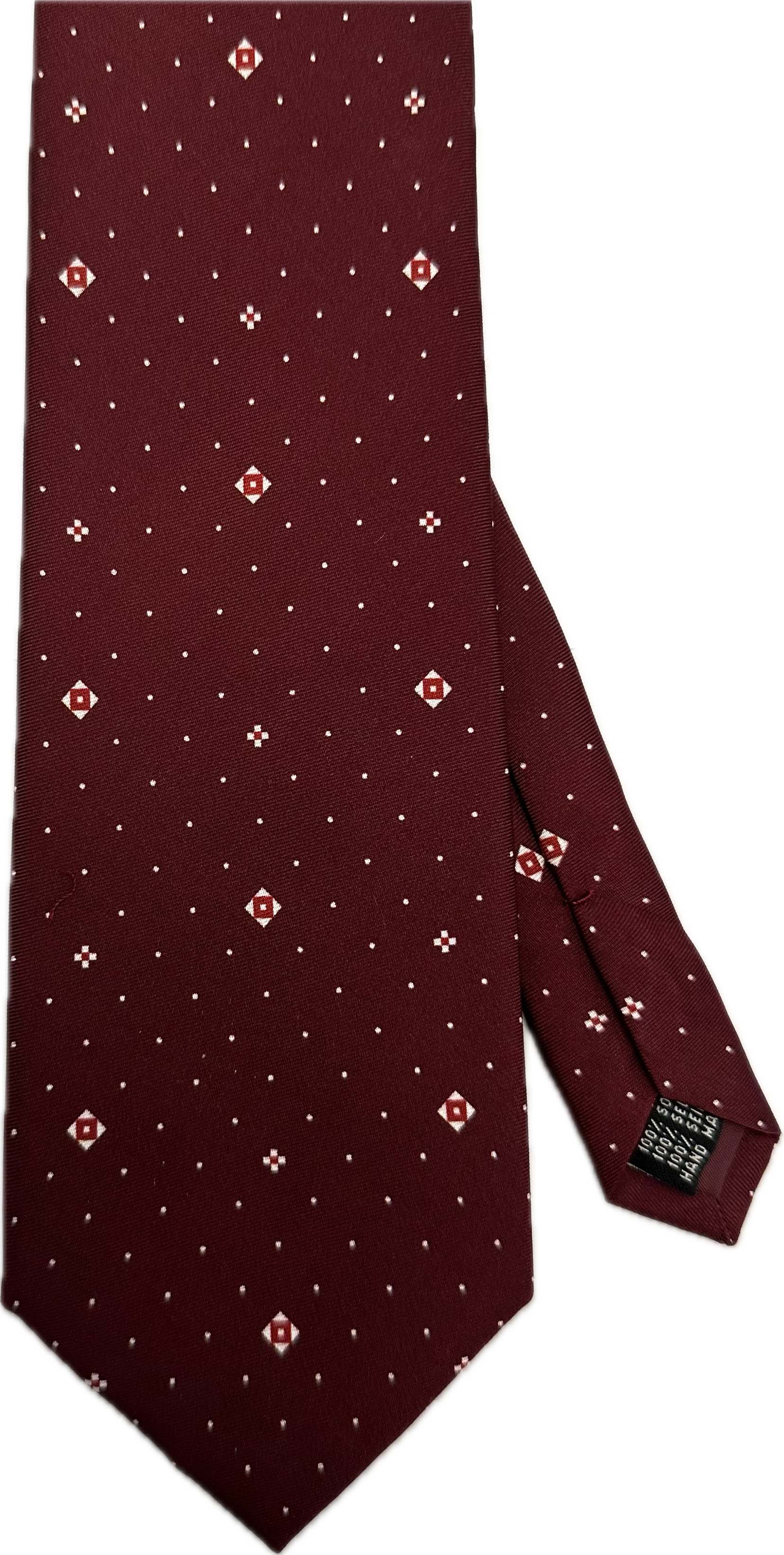 Cravatta seta fantasia geometrica pois bordeaux Monsieur