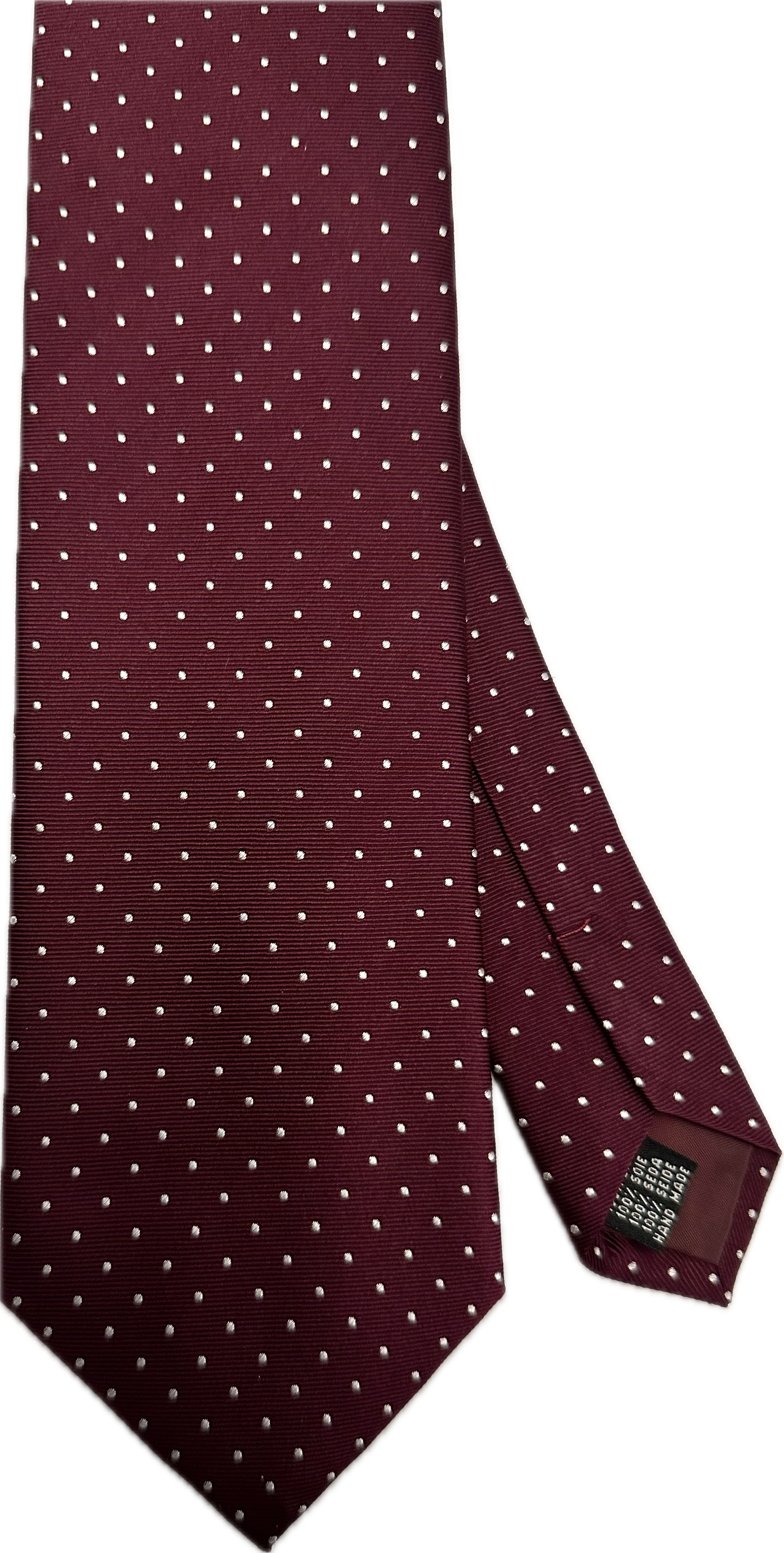 Cravatta seta jacquard bordeaux micro pois bianco Monsieur