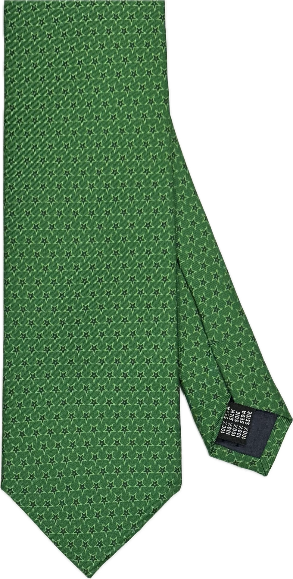 Cravatta seta fantasia stelline verde Monsieur