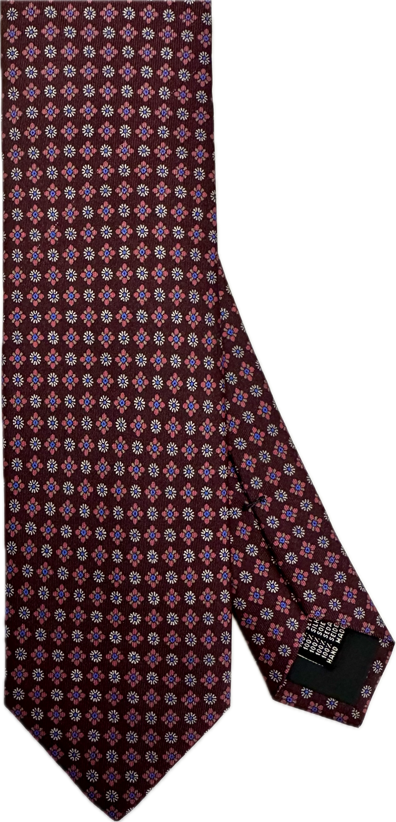 Cravatta seta fantasia micro fiorellino bordeaux Monsieur