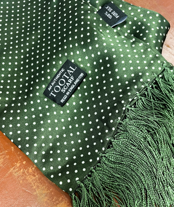 Sciarpa seta verde pois bianco Tootal